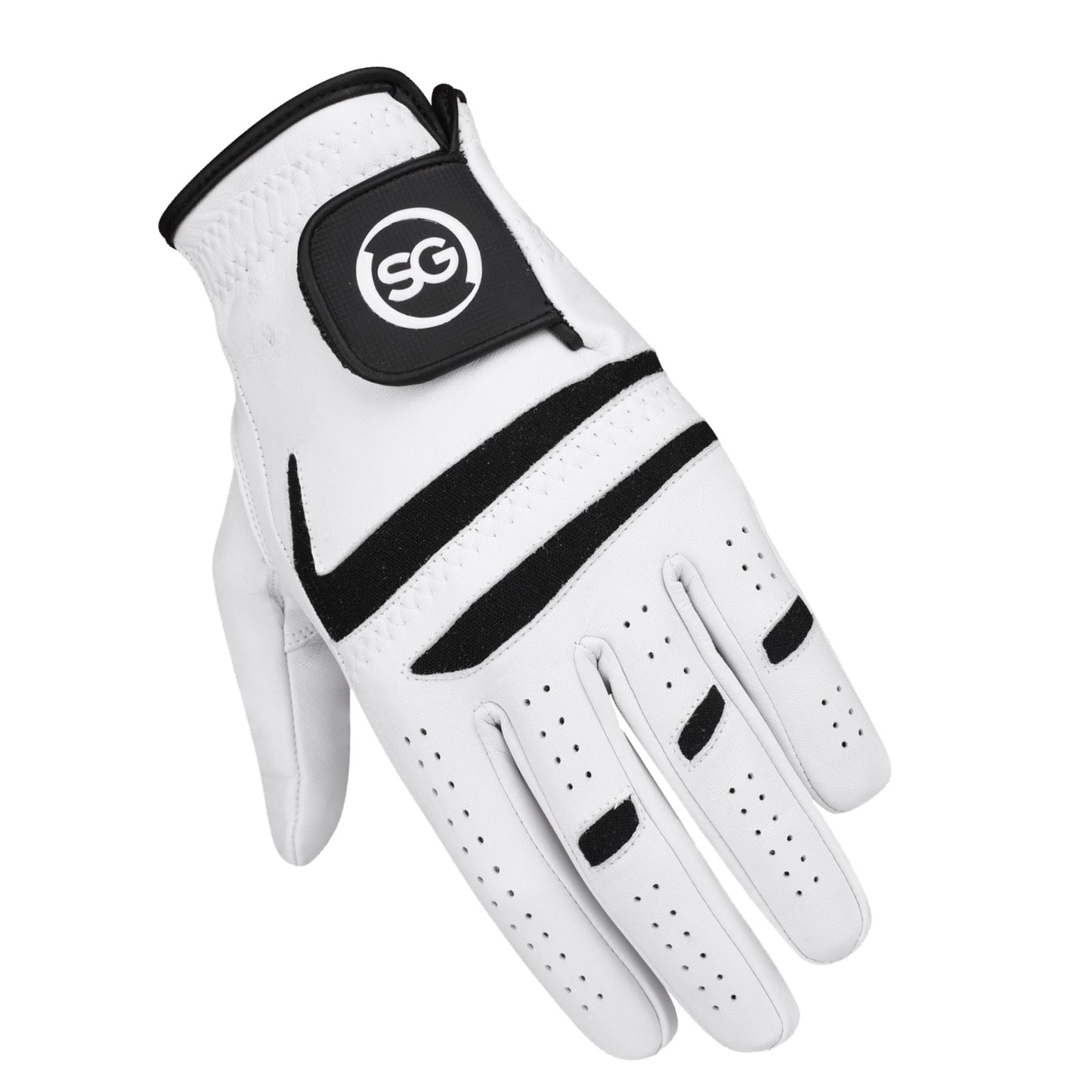 06041 - SG Men Black/White Cabretta Leather Golf Gloves Premium Quality