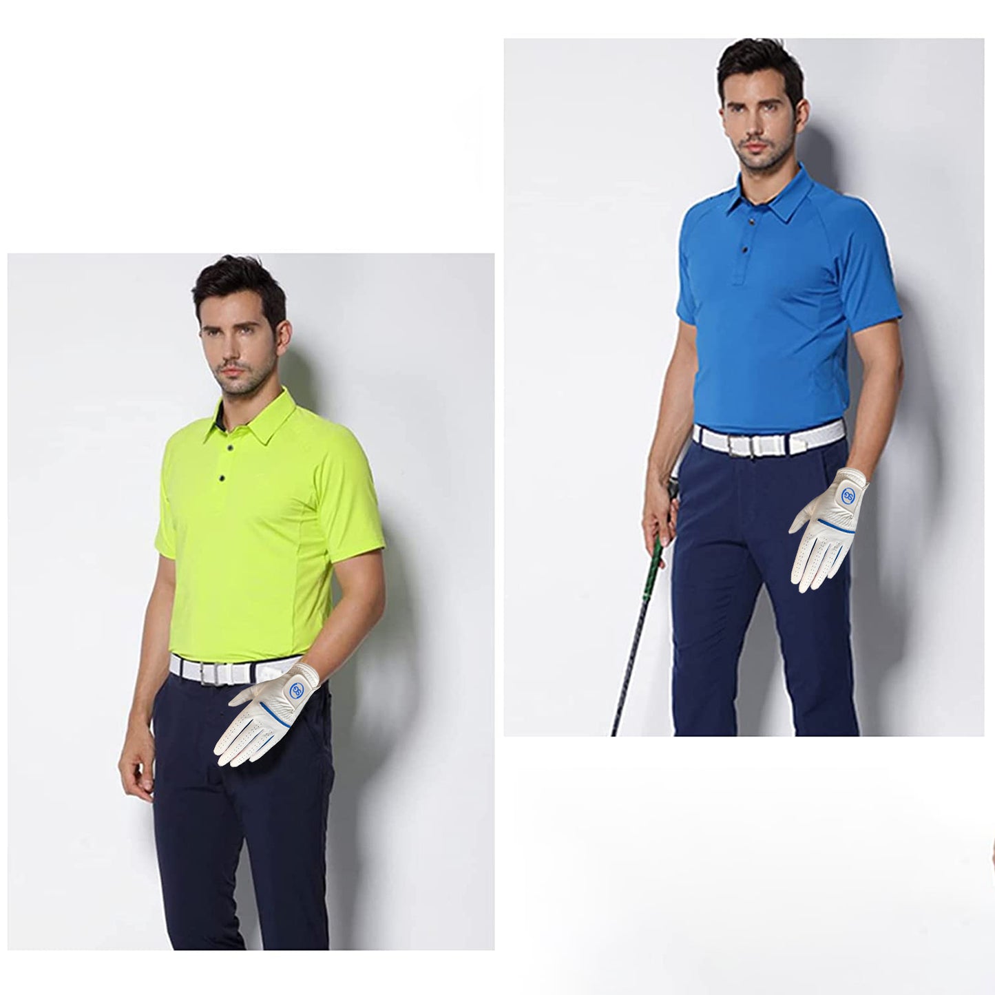 06035 - SG Men Blue/White All weather Golf Gloves Cabretta leather palm patch and Thumb