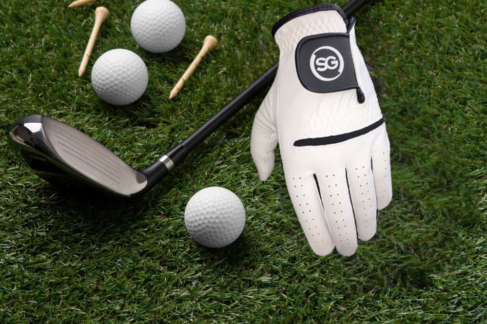 06035 - SG Men Black/White All weather Golf Gloves Cabretta leather palm patch and Thumb