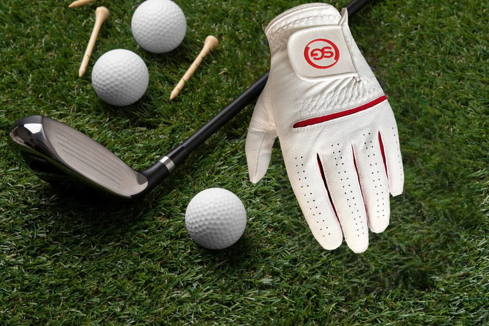 06035 - SG Men Red/White All weather Golf Gloves Cabretta leather palm patch and Thumb