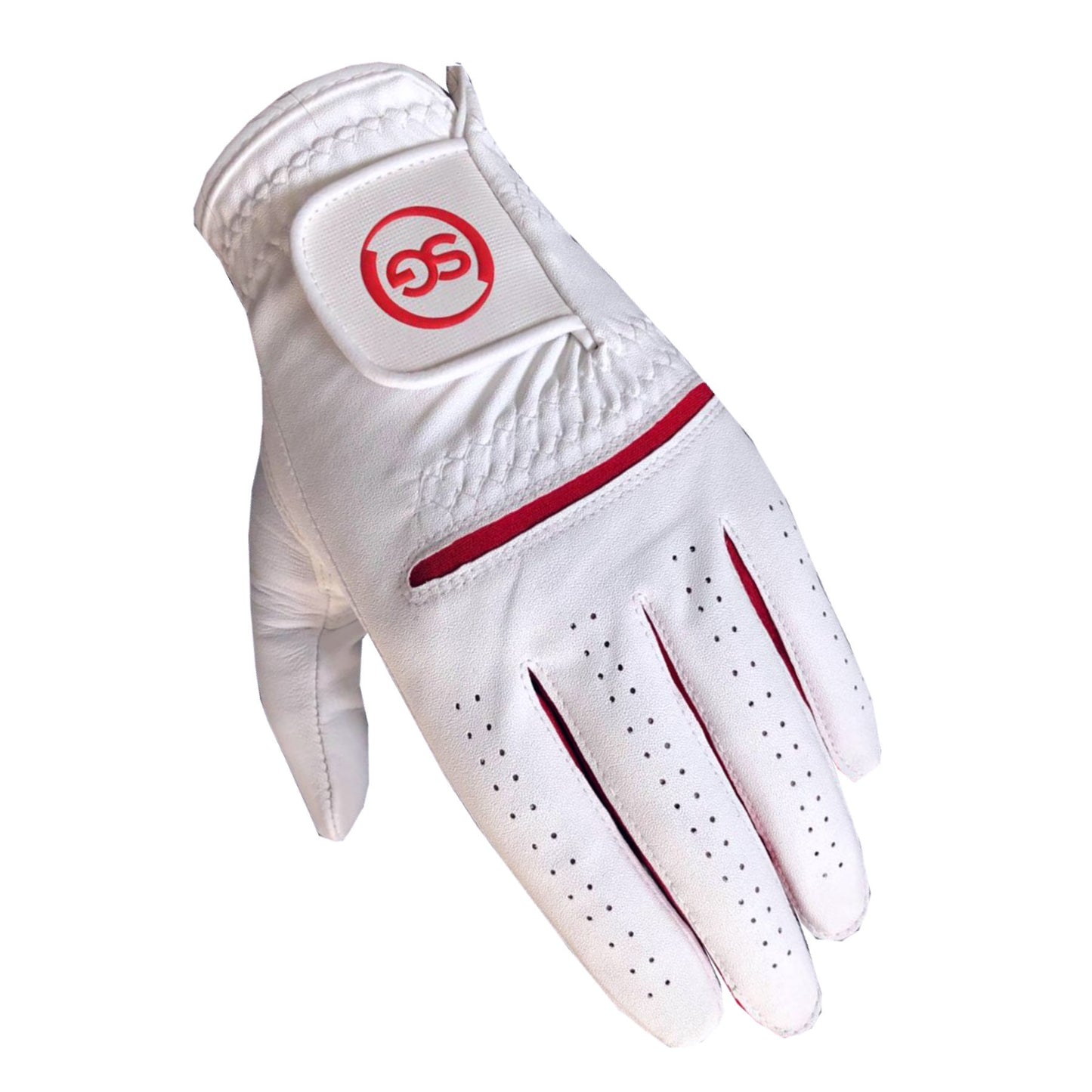 06035 - SG Men Red/White All weather Golf Gloves Cabretta leather palm patch and Thumb