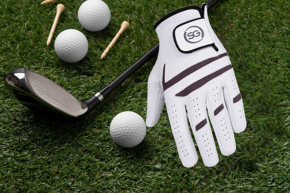06041 - SG Men Cabretta Leather Golf Gloves Grey/White Premium Quality - Left hand for Right handed Golfers - Right hand for Left handed Golfers
