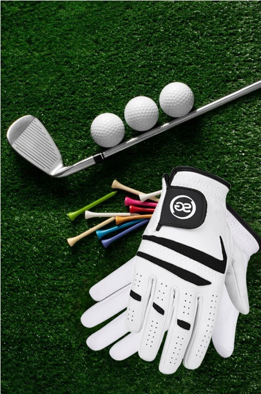 06041 - SG Men Black/White Cabretta Leather Golf Gloves Premium Quality