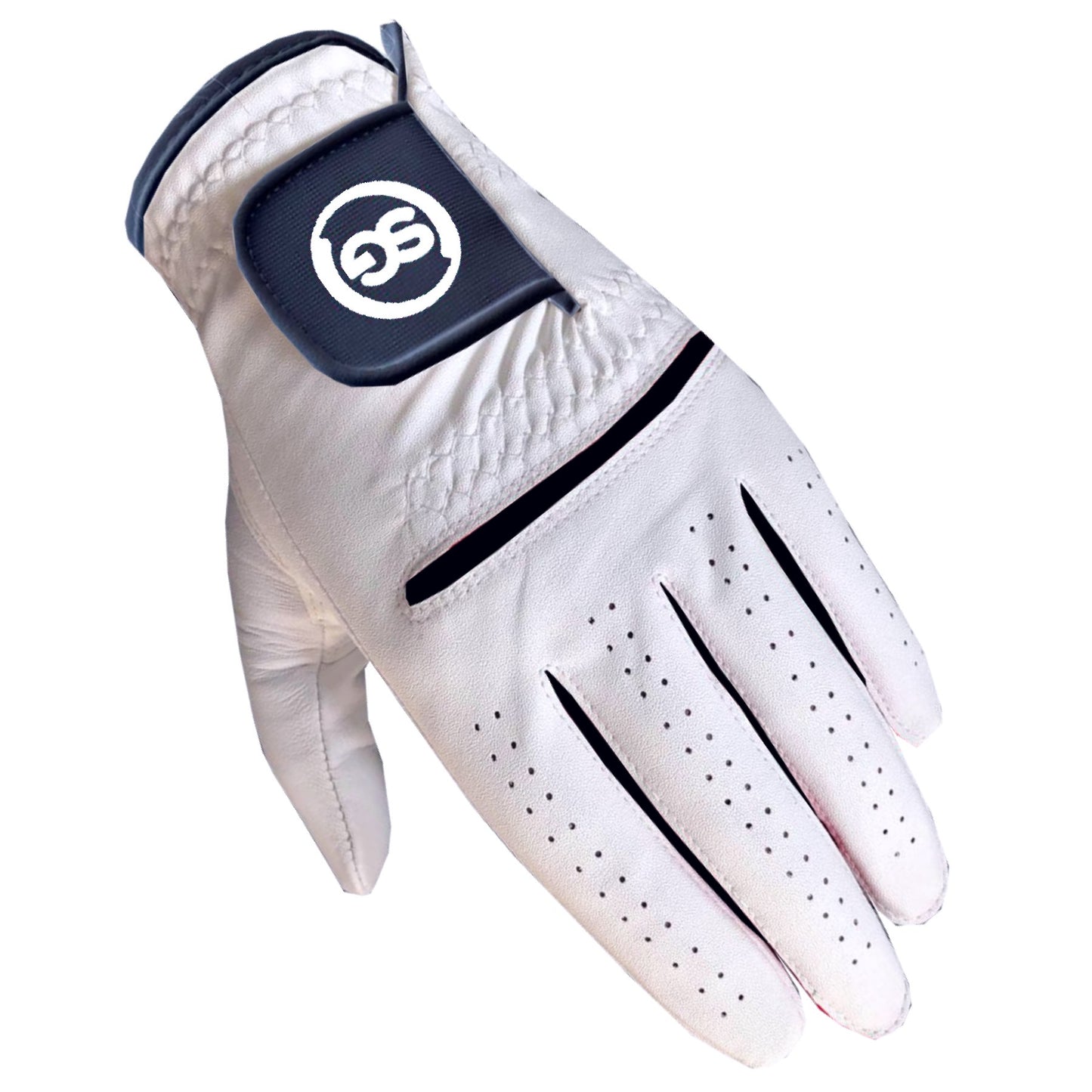 06035 - SG Men Black/White All weather Golf Gloves Cabretta leather palm patch and Thumb