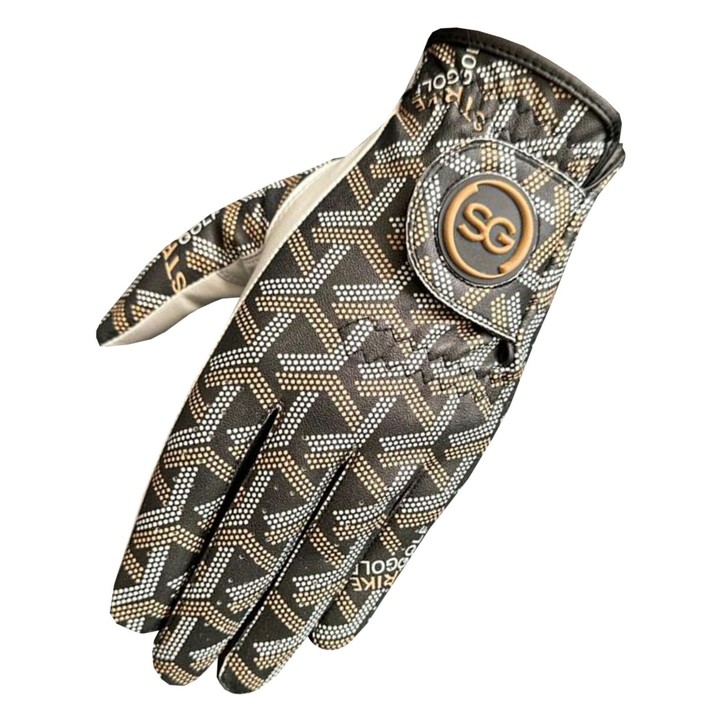 Ladies/Women Golf Gloves Comfortable Cabretta Leather & Microfiber Material - Trendy Print, Better Grip Flexible Hand Movement – Adjustable Velcro Closure