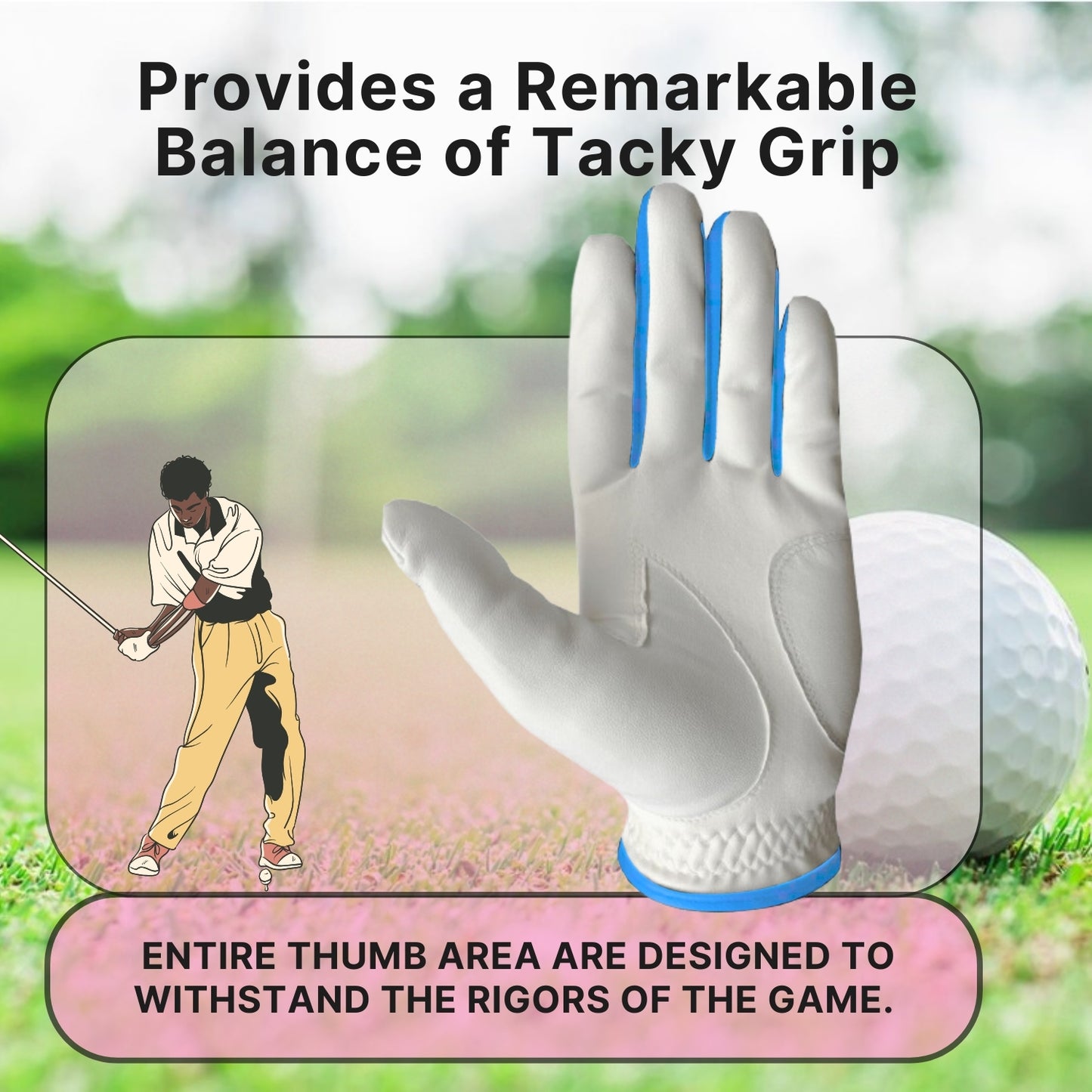 06035 - SG Men Blue/White All weather Golf Gloves Cabretta leather palm patch and Thumb