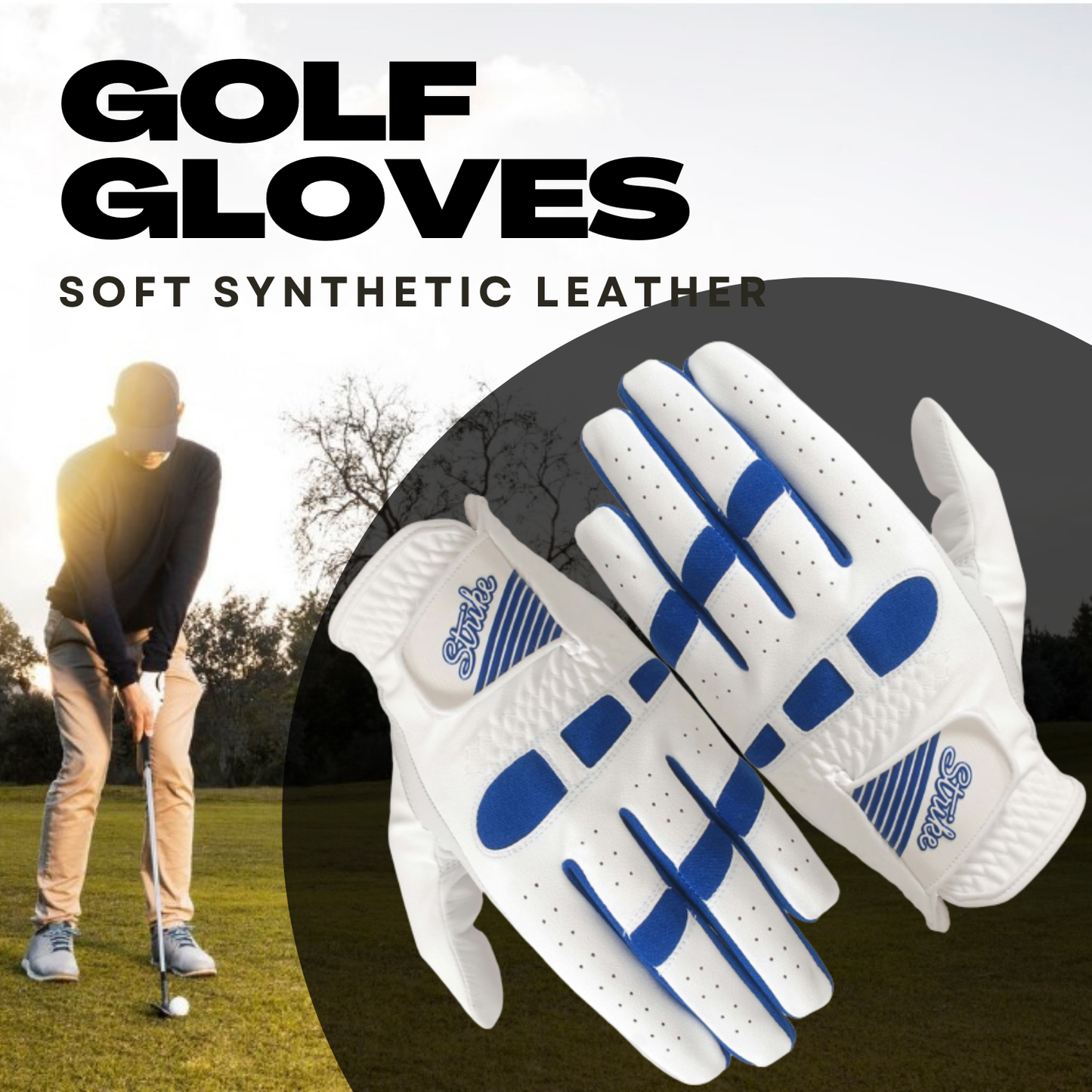 06030 - SG Men Golf Gloves Cabretta Leather Palm + Patch and thumb - Better Grip - Flexible Hand Movement – Adjustable Velcro - 5 Color Multi pack
