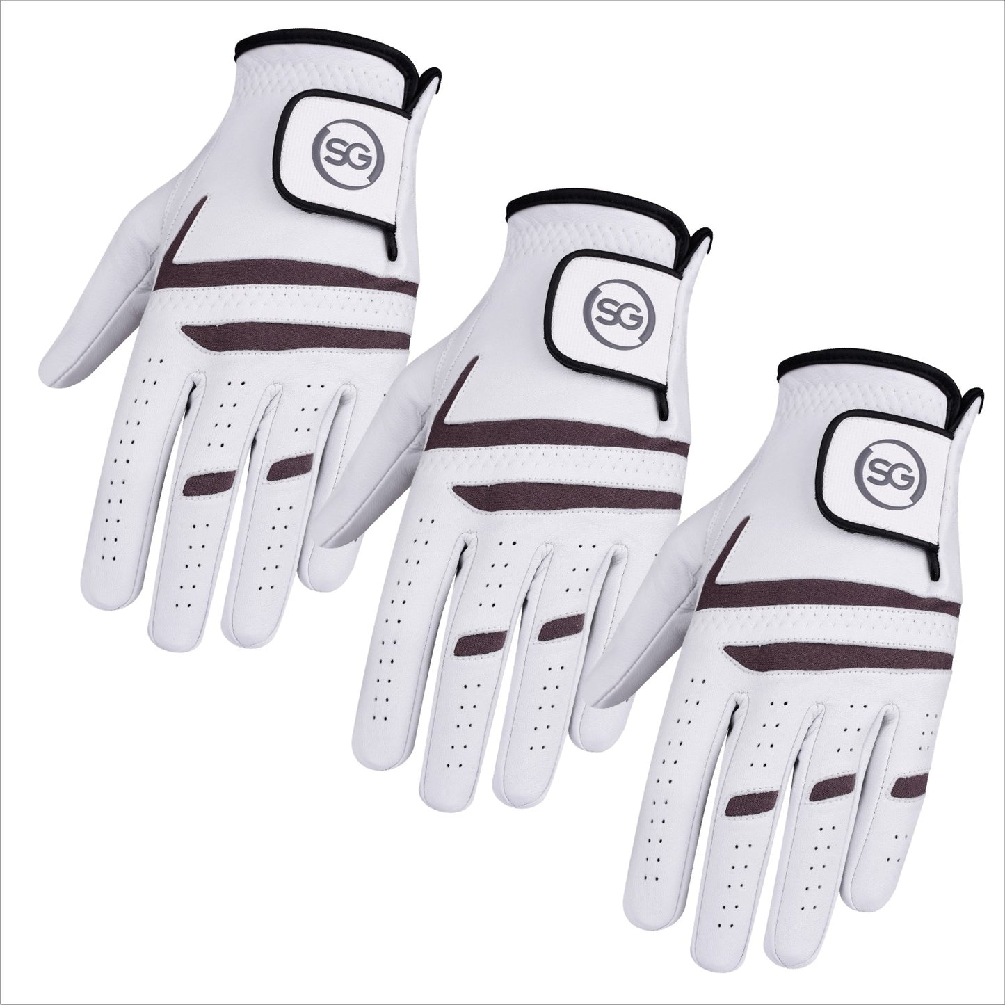 06041 - SG Men Grey/White Cabretta Leather Golf Gloves Premium Quality