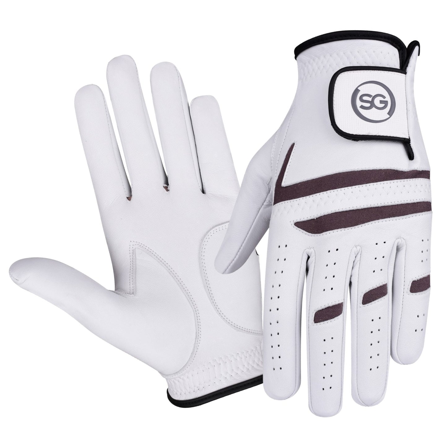 06041 - SG Men Grey/White Cabretta Leather Golf Gloves Premium Quality