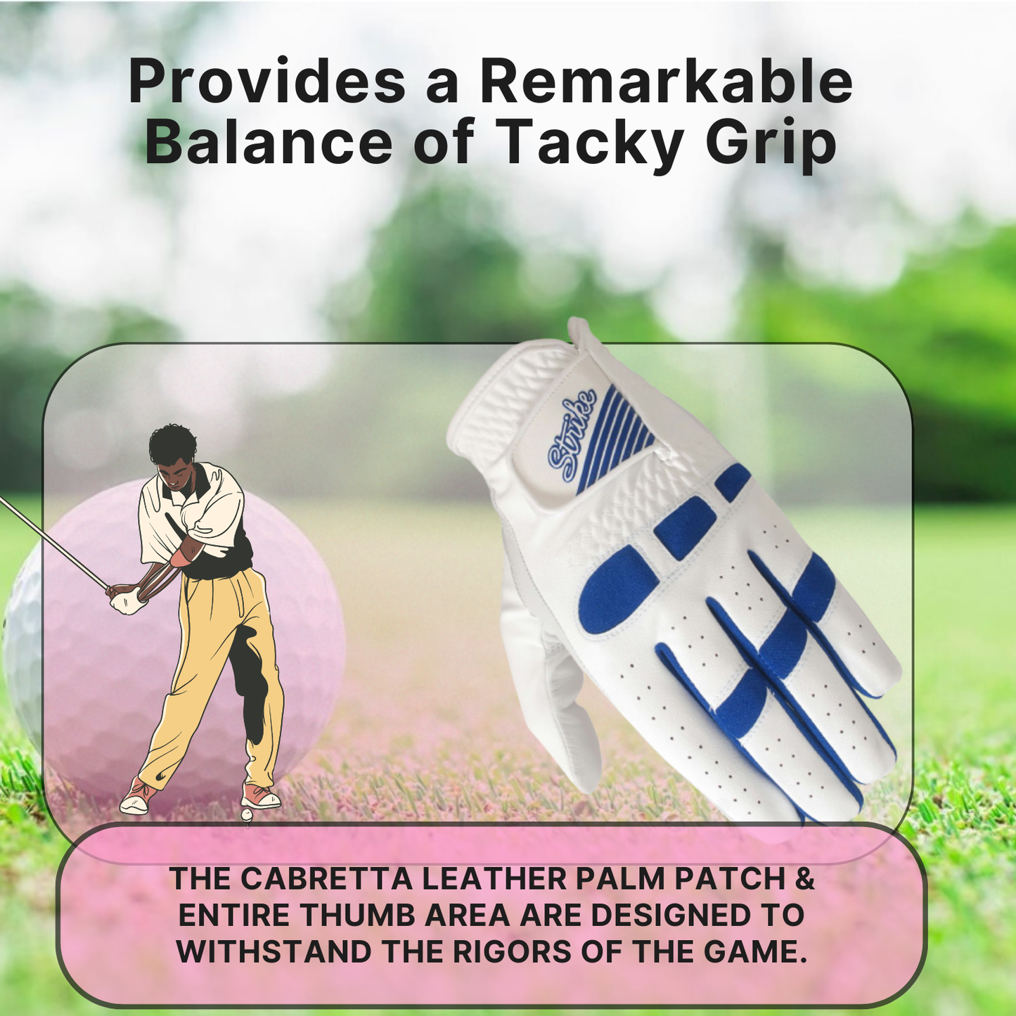 06030 - SG Men golf gloves Cabretta leather palm + Patch and Thumb Synthetic Microfibre back of hand