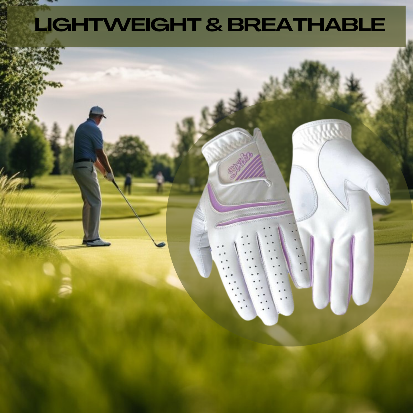 SG Women Purple All Weather Golf Gloves Cabretta Leather palm patch and thumb