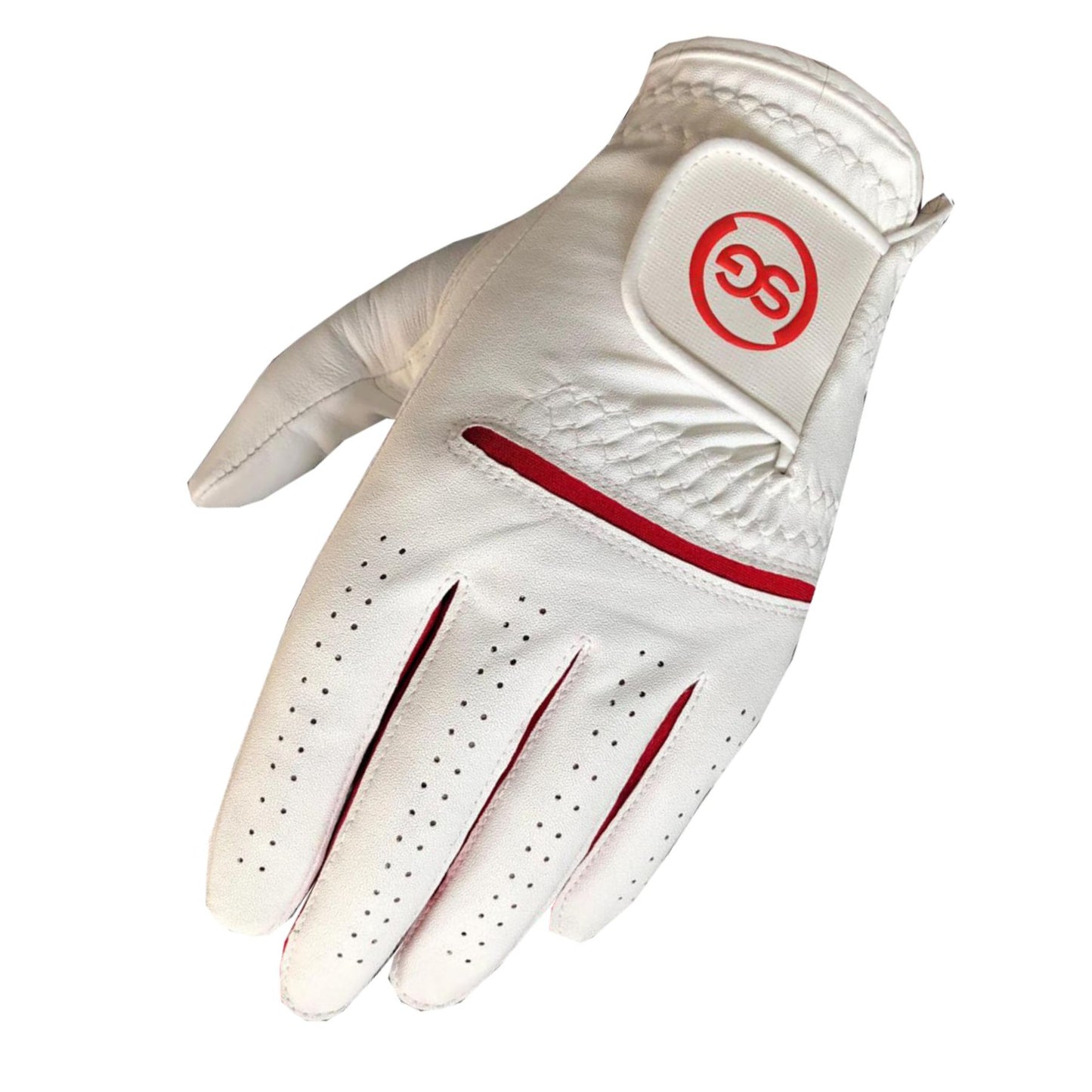 06035 - SG Men Red/White All weather Golf Gloves Cabretta leather palm patch and Thumb