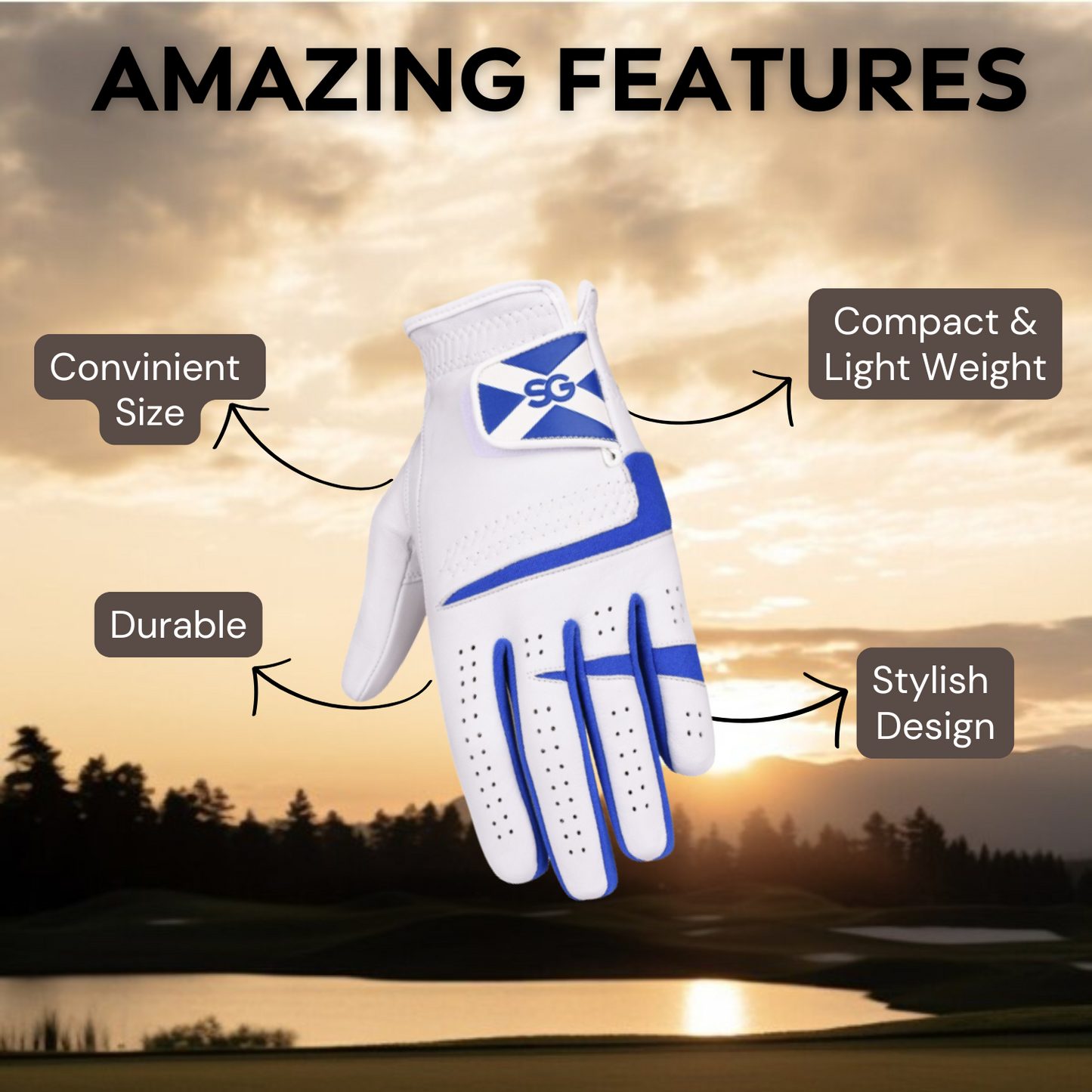 06042 - SG Men Cabretta Leather Golf Gloves Scotland Logo Multipack