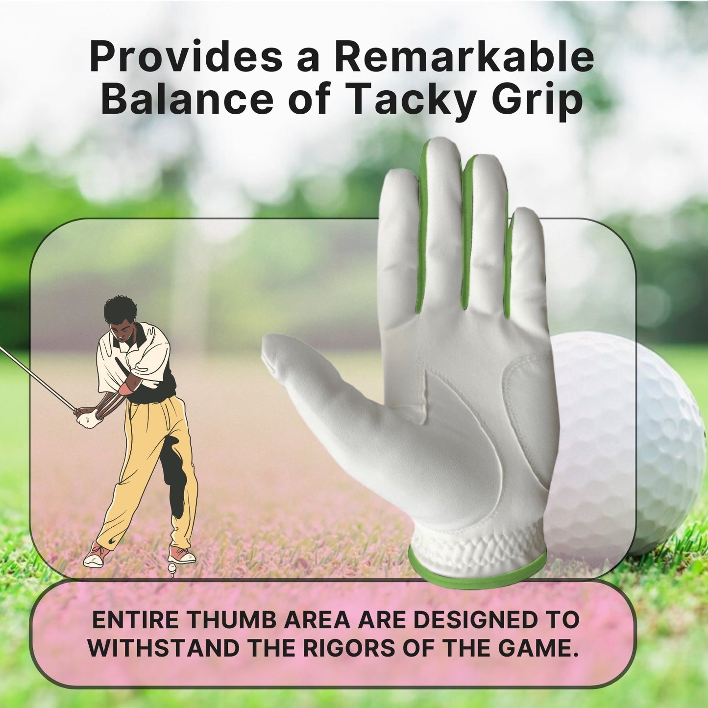 06035 - SG Men Green/White All weather Golf Gloves Cabretta leather palm patch and Thumb