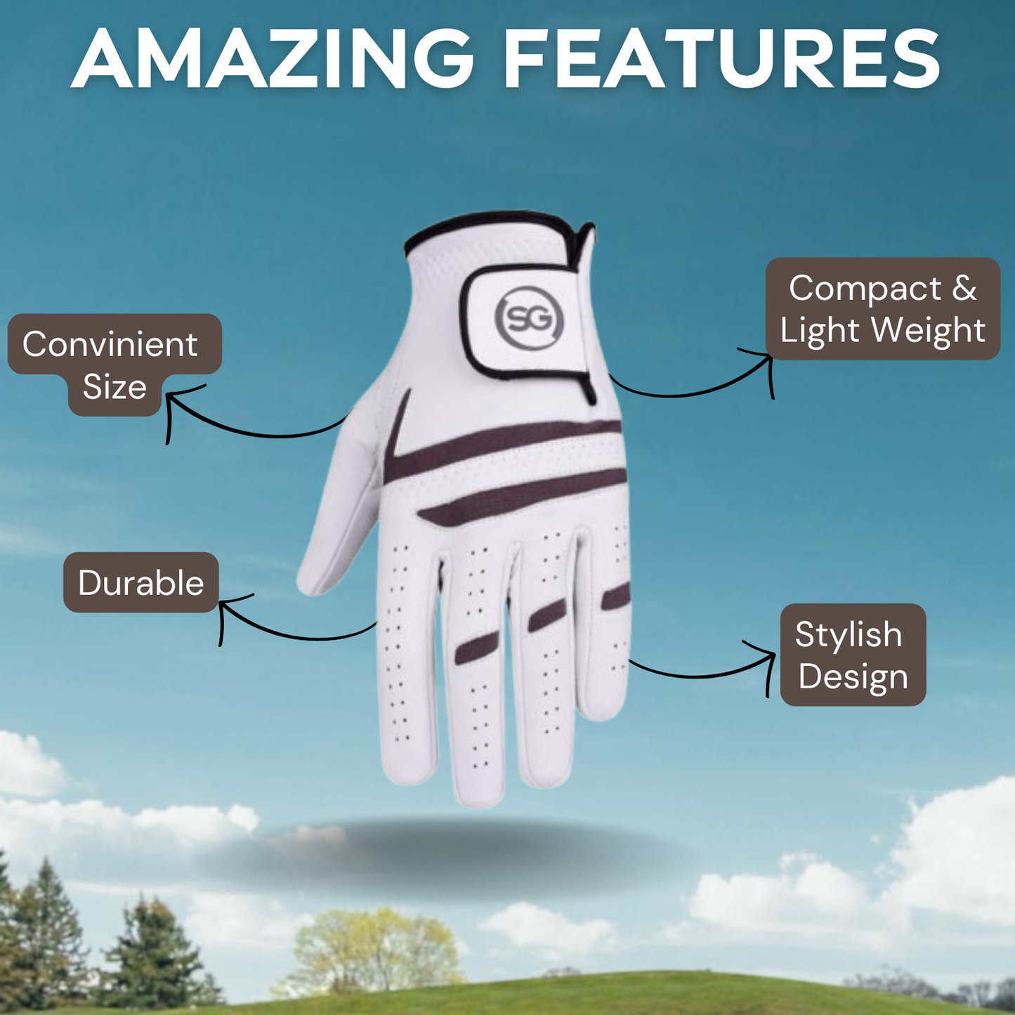 06041 - SG Men Cabretta Leather Golf Gloves Grey/White Premium Quality - Left hand for Right handed Golfers - Right hand for Left handed Golfers