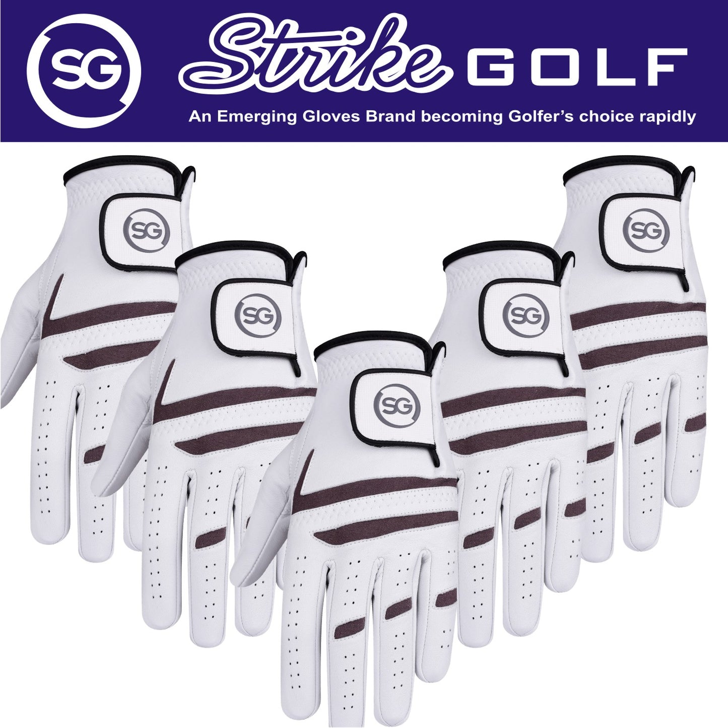 06041 - SG Men Grey/White Cabretta Leather Golf Gloves Premium Quality
