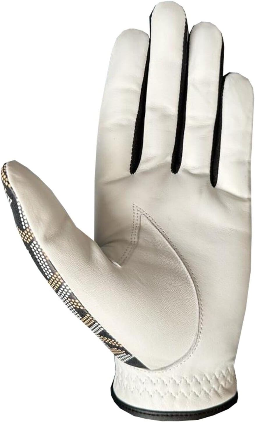 Ladies/Women Golf Gloves Comfortable Cabretta Leather & Microfiber Material - Trendy Print, Better Grip Flexible Hand Movement – Adjustable Velcro Closure