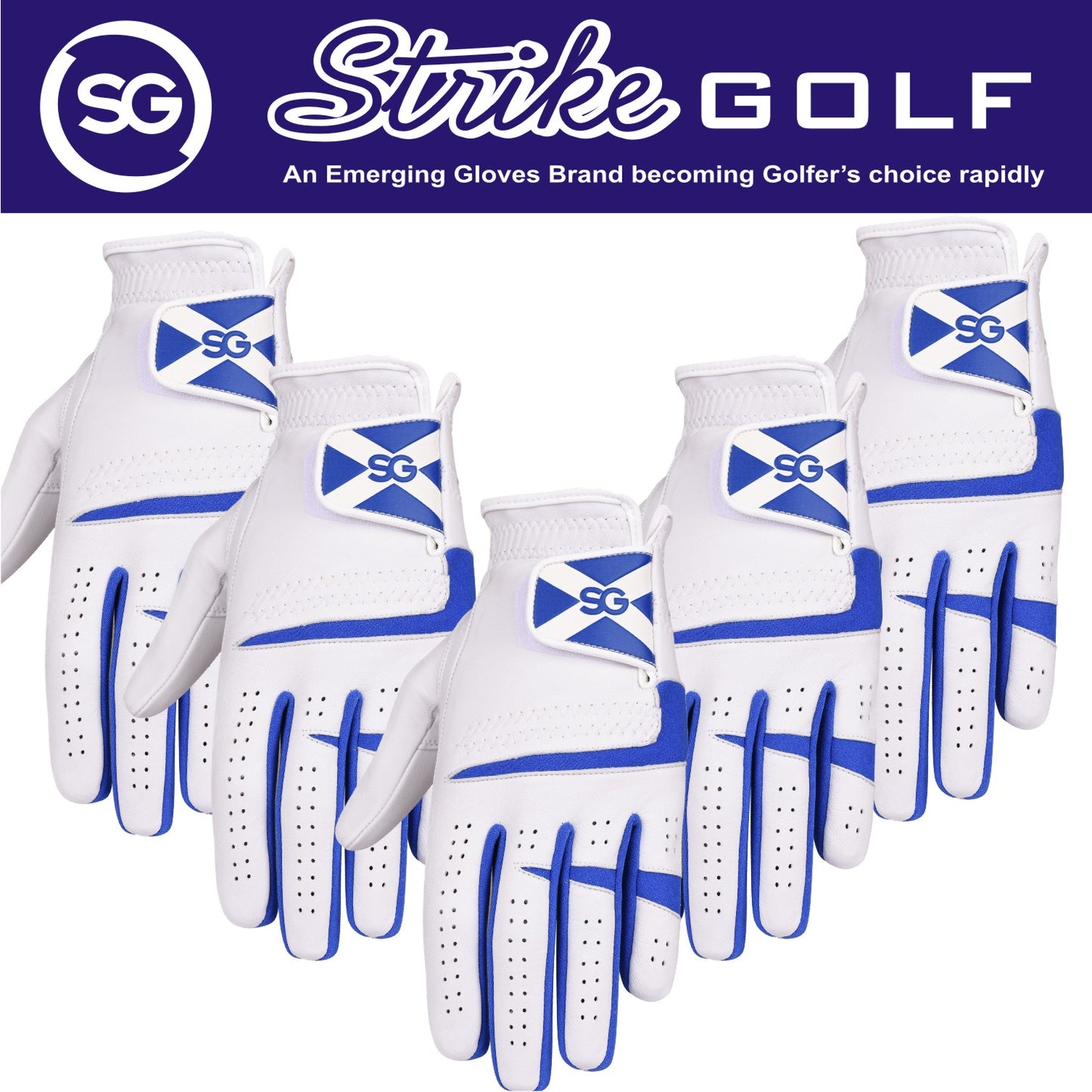 06042 - SG Men Cabretta Leather Golf Gloves Scotland Logo Multipack