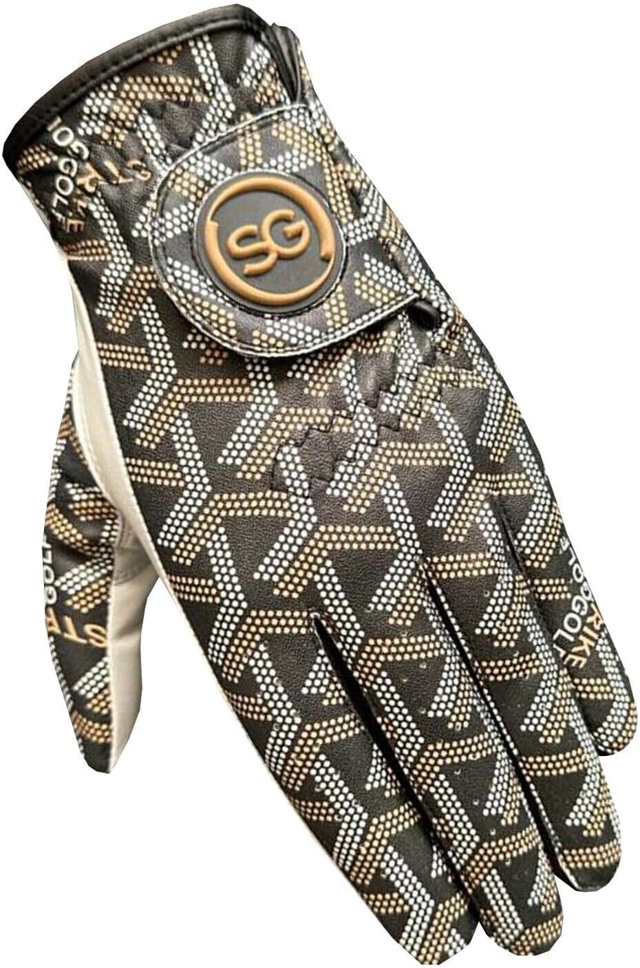 Ladies/Women Golf Gloves Comfortable Cabretta Leather & Microfiber Material - Trendy Print, Better Grip Flexible Hand Movement – Adjustable Velcro Closure