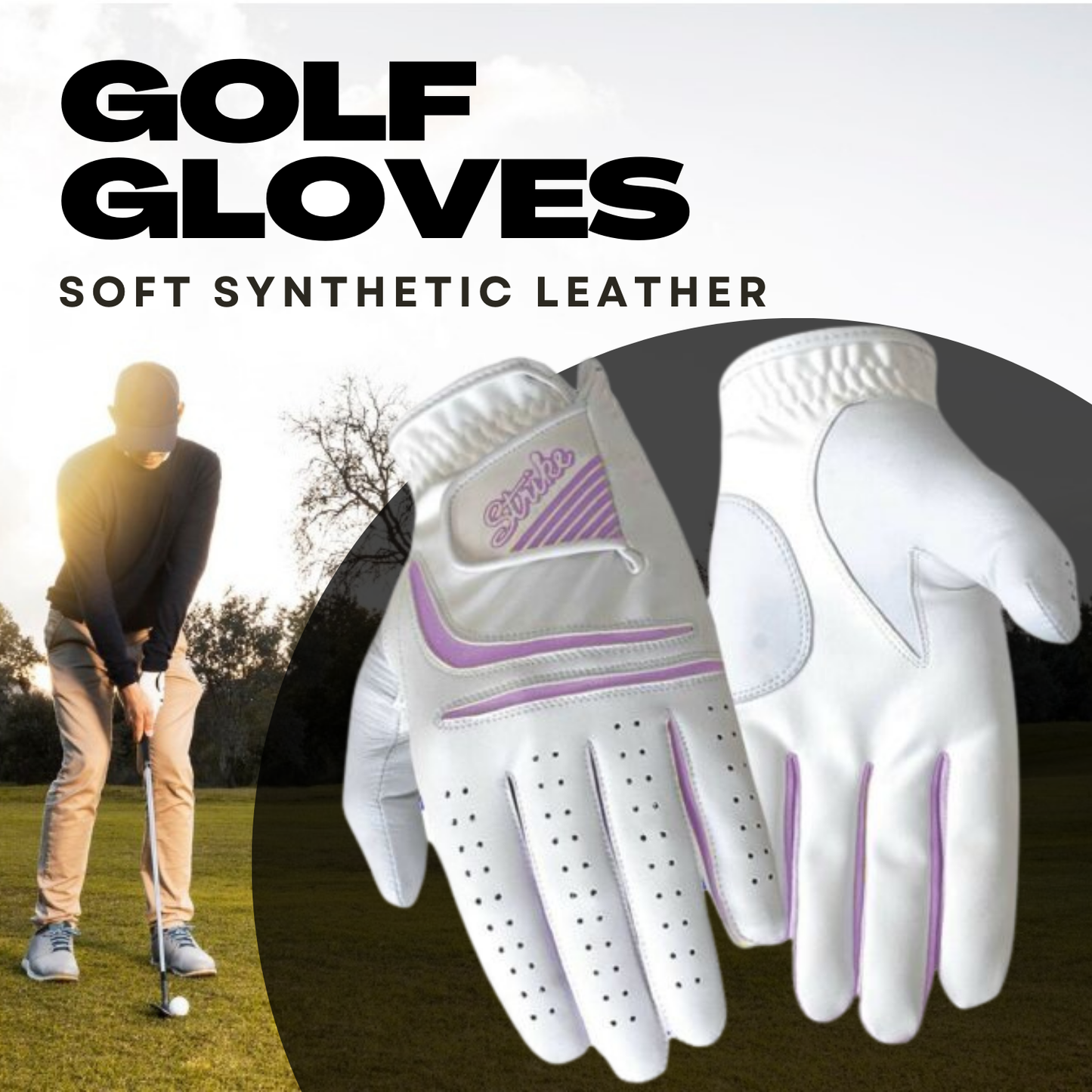 SG Women Purple All Weather Golf Gloves Cabretta Leather palm patch and thumb