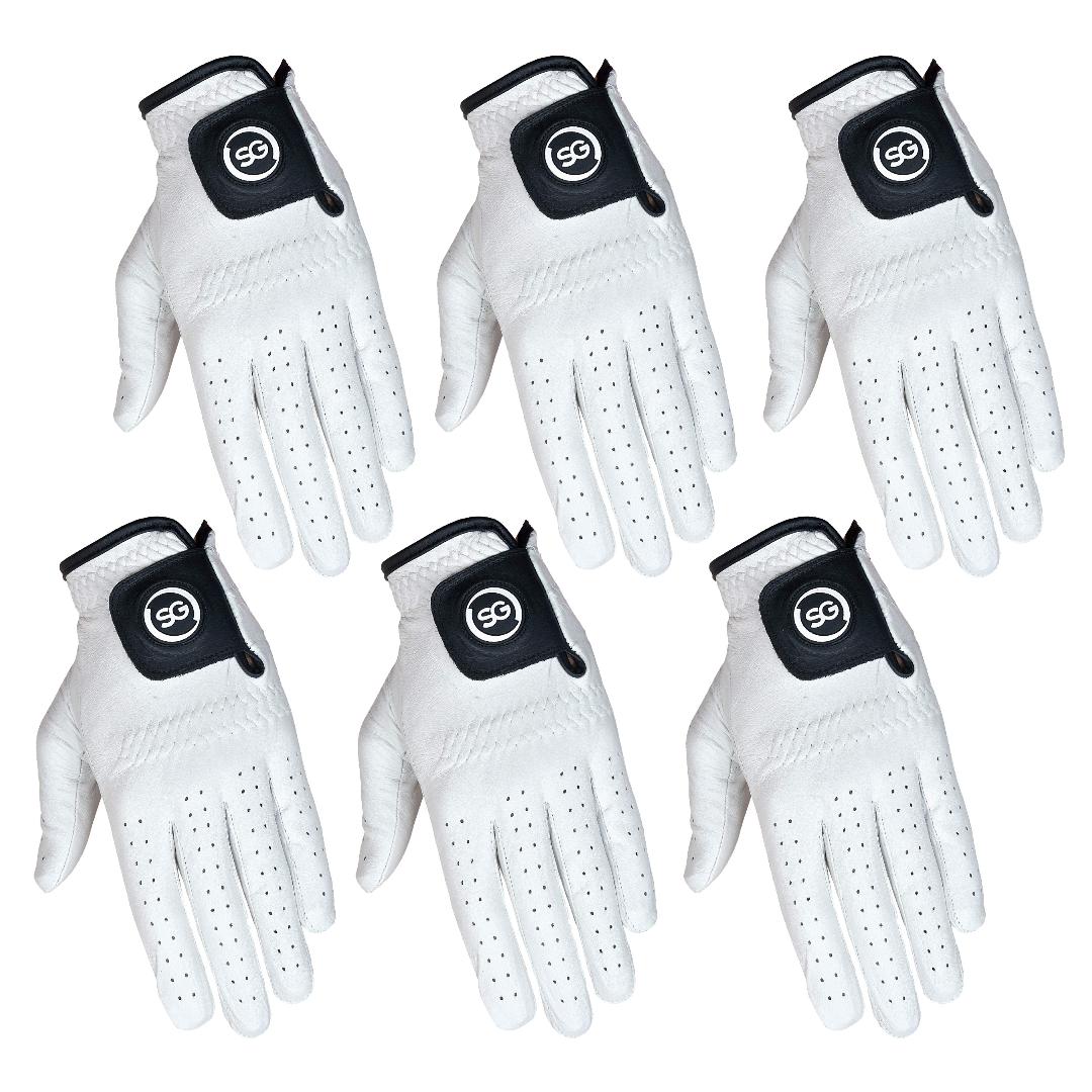 SG Herren weiße Golfhandschuhe aus 100 % Cabretta-Leder für Rechts- und Linkshänder