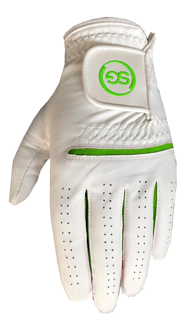 06035 - SG Men Green/White All weather Golf Gloves Cabretta leather palm patch and Thumb