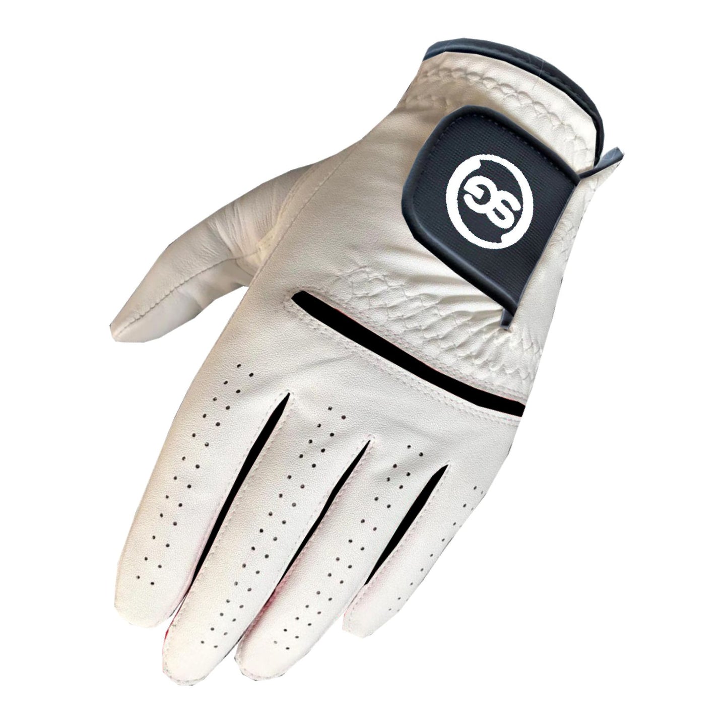 06035 - SG Men Black/White All weather Golf Gloves Cabretta leather palm patch and Thumb