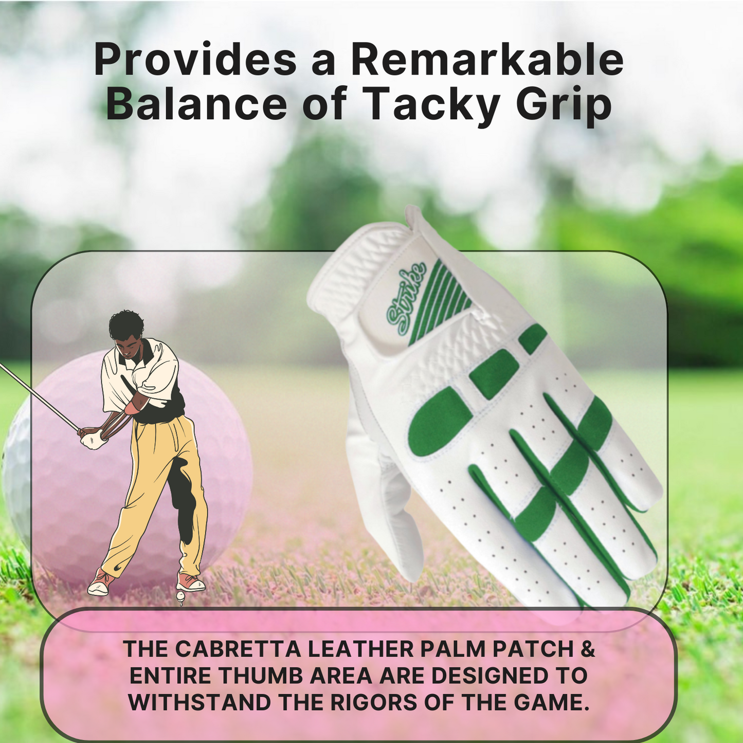 06030 - SG Men golf gloves Cabretta leather palm + Patch and Thumb Synthetic Microfibre back of hand