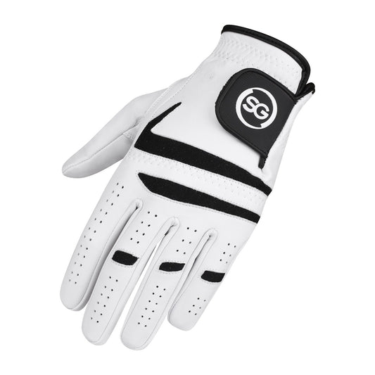 06041 - SG Men Black/White Cabretta Leather Golf Gloves Premium Quality