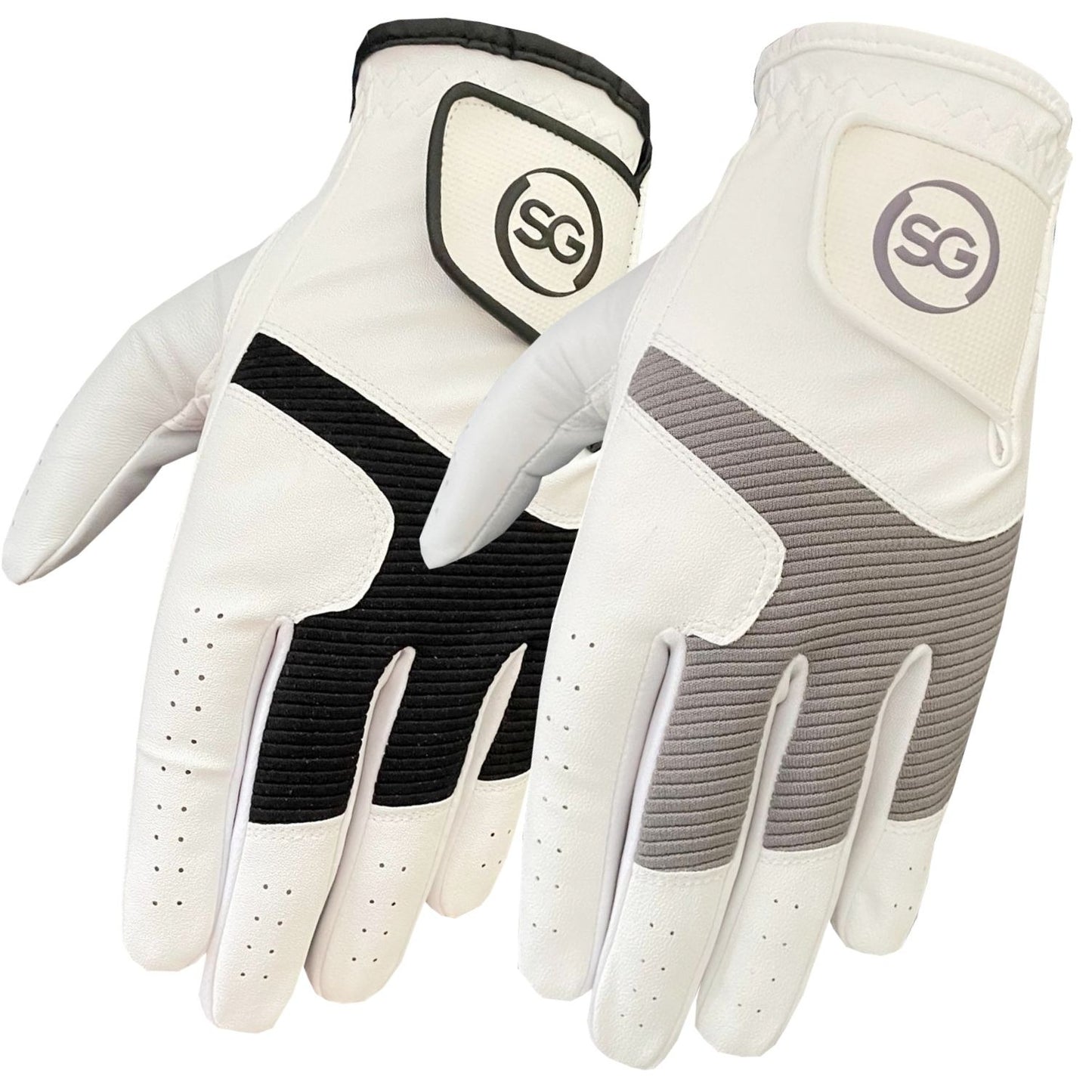 06045 - SG Men All Weather Synthetic Leather Golf Gloves - Twin Pack - Cabretta Leather Palm Patch and thumb - Better Grip - Flexible Hand Movement – Adjustable Velcro