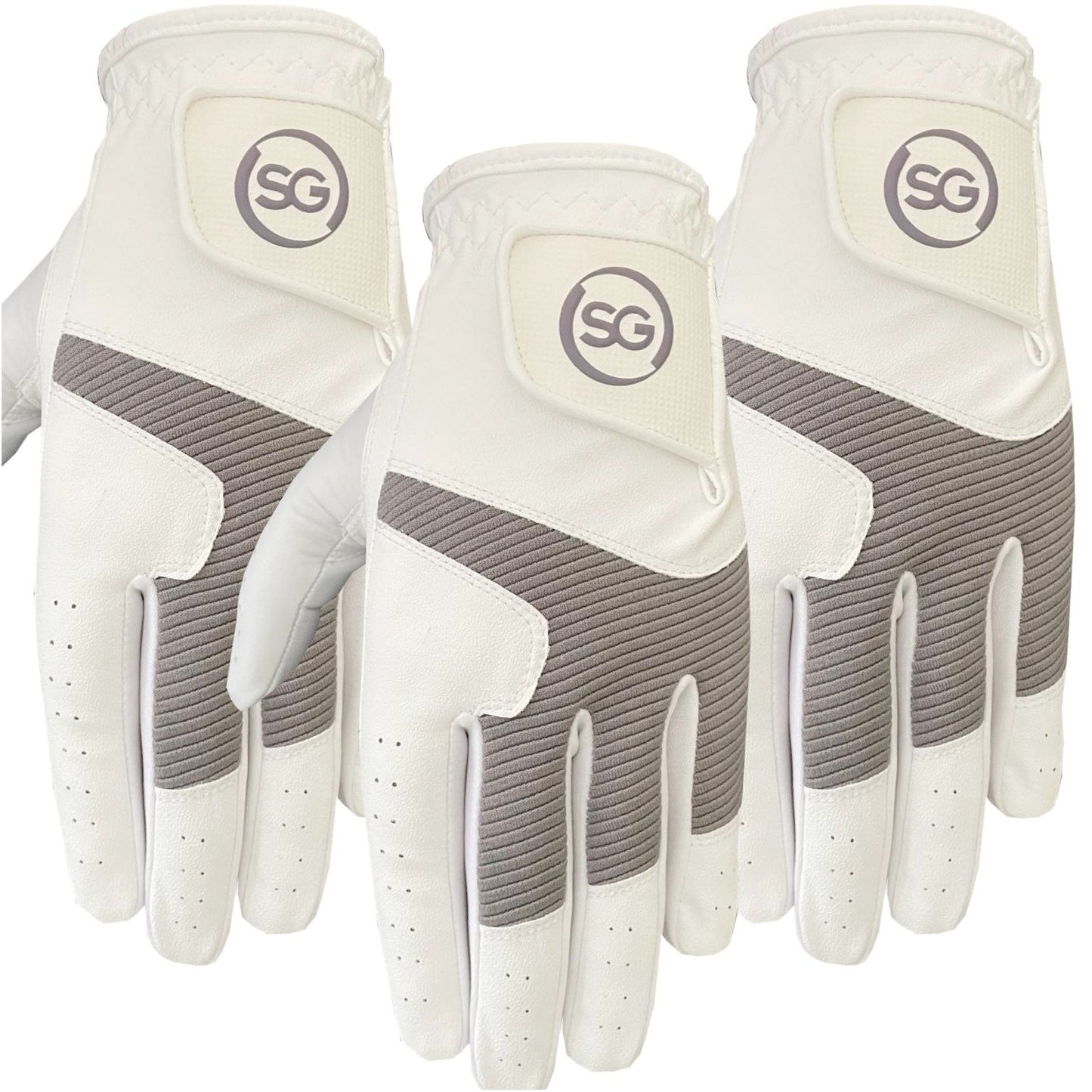 06045 - SG Men Grey/White All Weather Golf Gloves Cabretta leather palm patch and Thumb