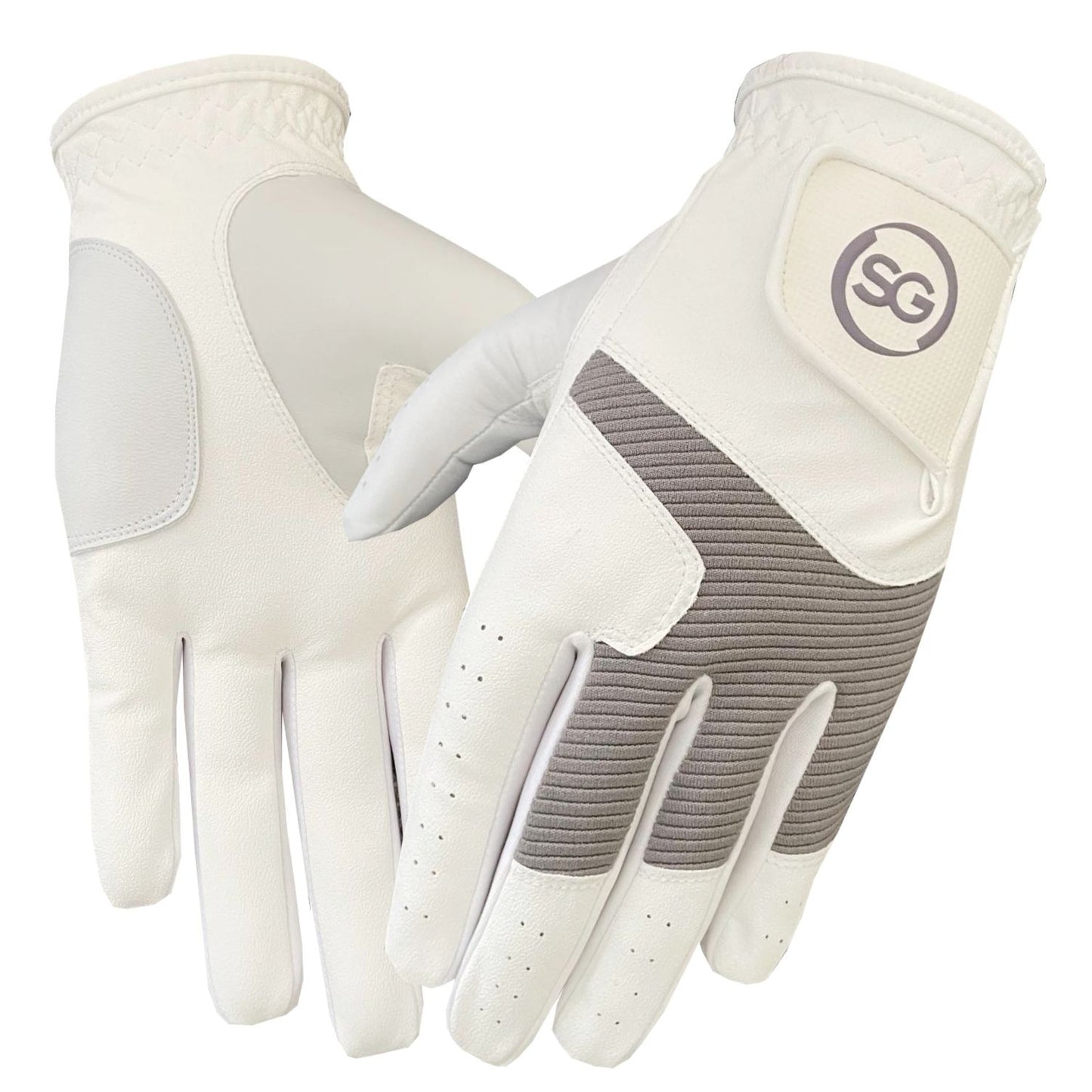 06045 - SG Men Grey/White All Weather Golf Gloves Cabretta leather palm patch and Thumb