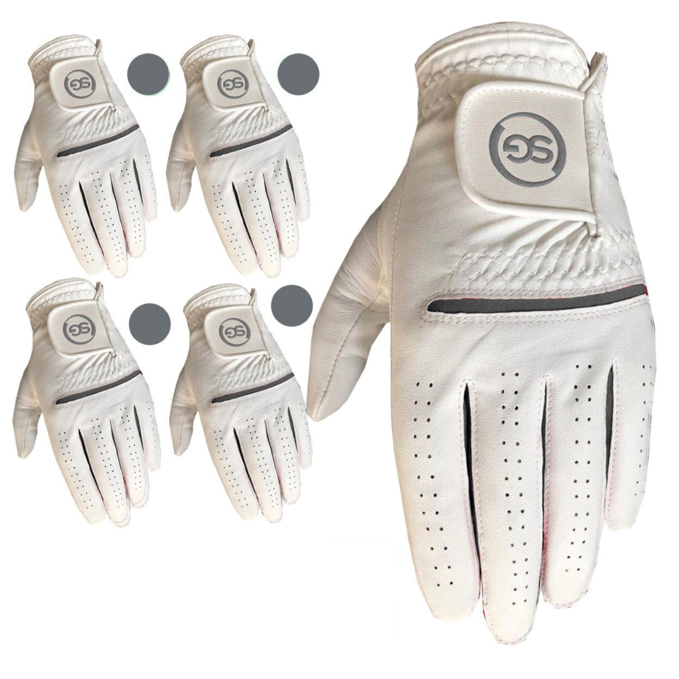 06035 - SG Men Grey/White All weather Golf Gloves Cabretta leather palm patch and Thumb Multipack