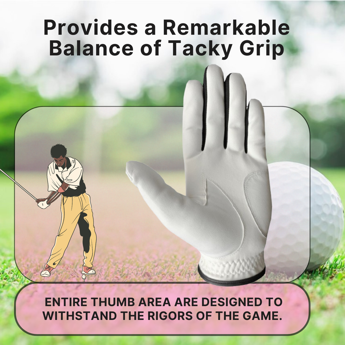 06035 - SG Men Black/White All weather Golf Gloves Cabretta leather palm patch and Thumb