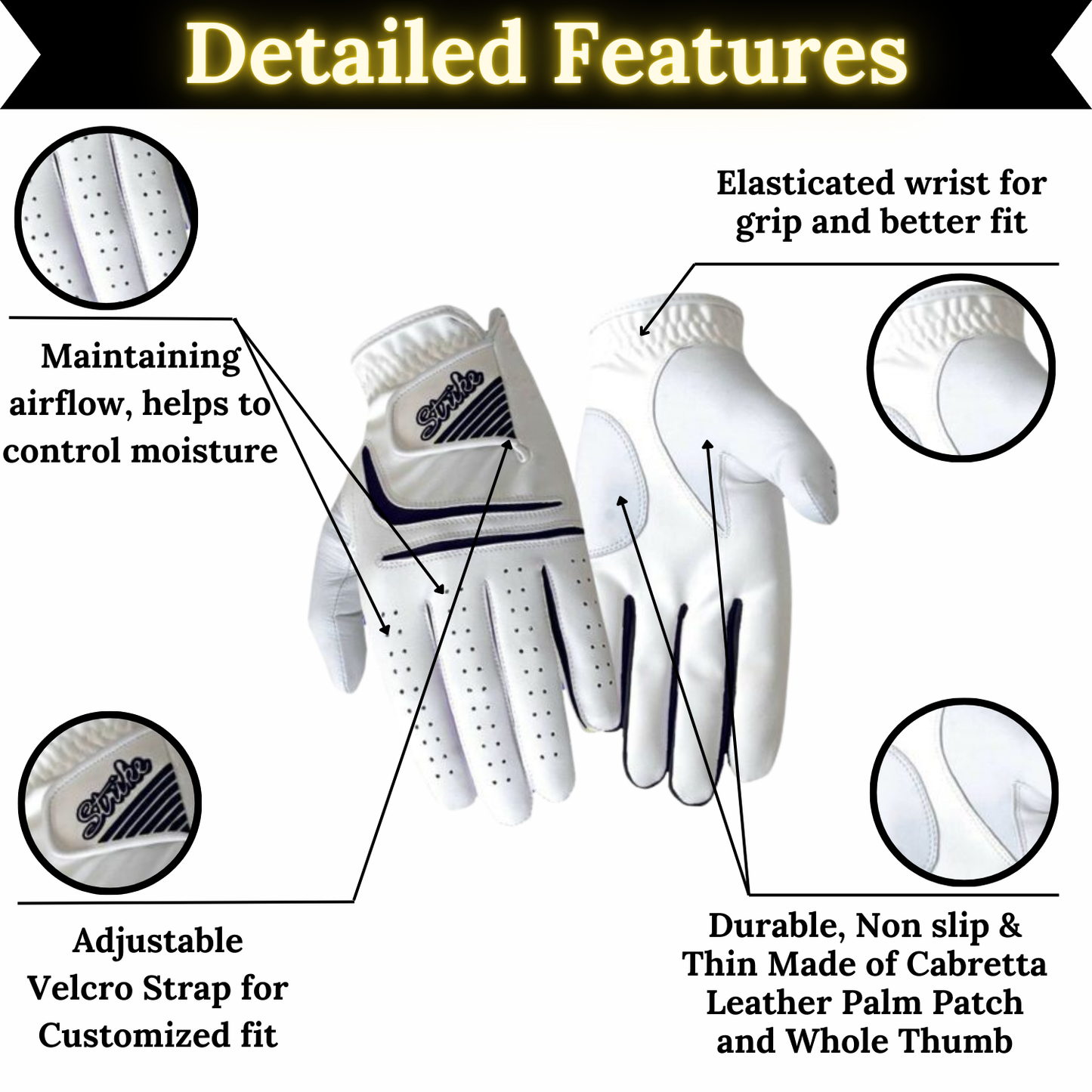 SG Women All Weather Golf Gloves Cabretta Leather palm patch and thumb Multipack