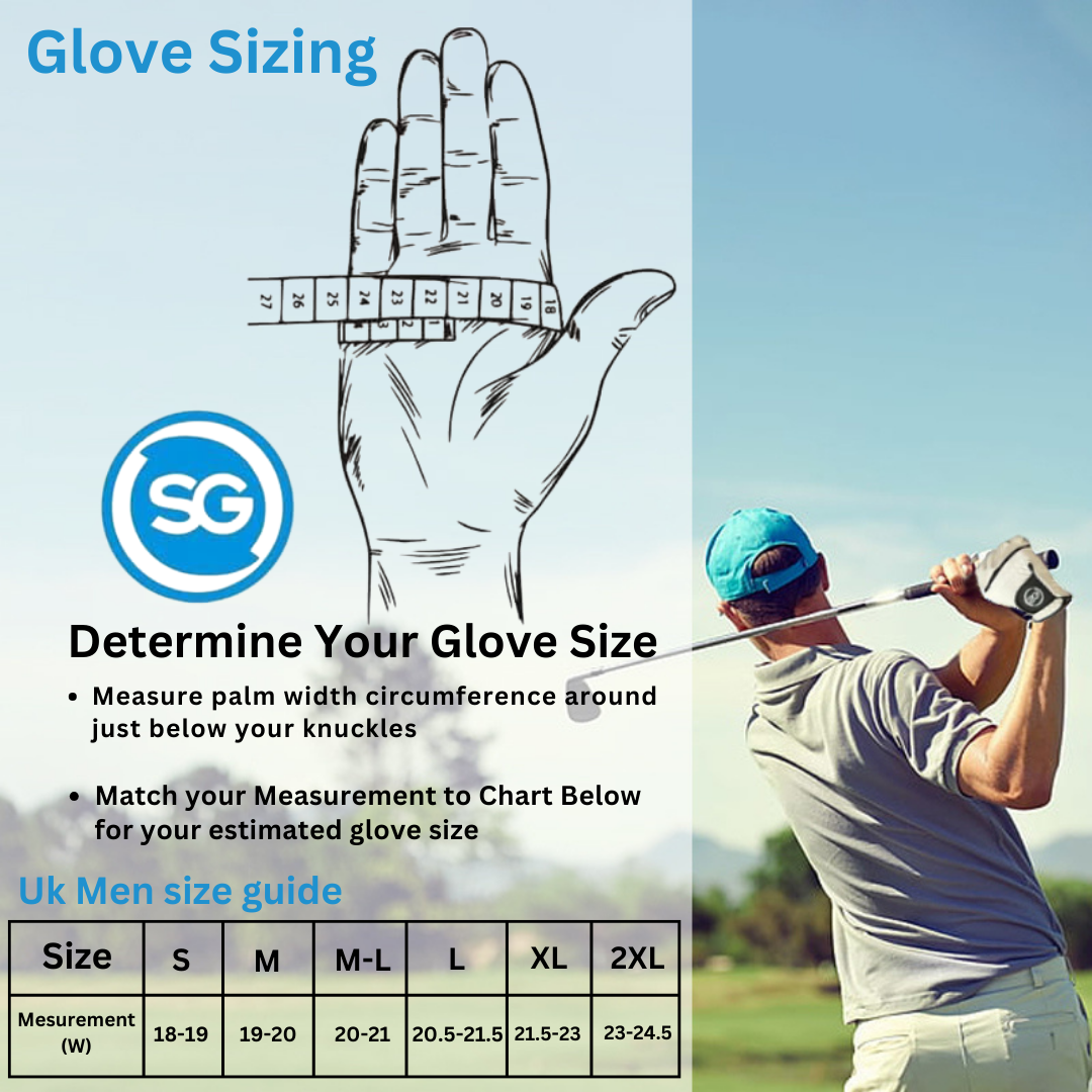 06028 - SG Men White & Black AAA Cabretta Leather Golf Gloves Premium Quality