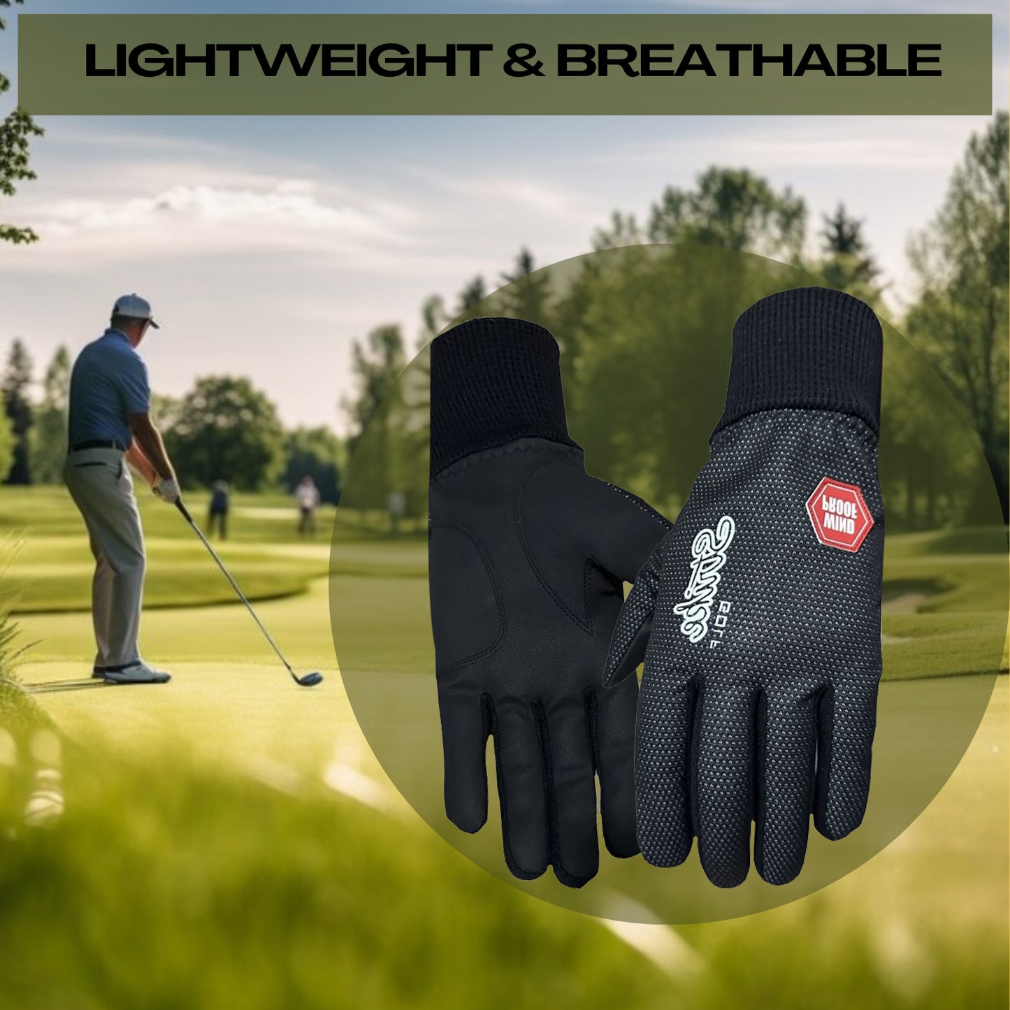 SG Men Women Black Winter golf gloves thermal windproof fleece lined water resistant