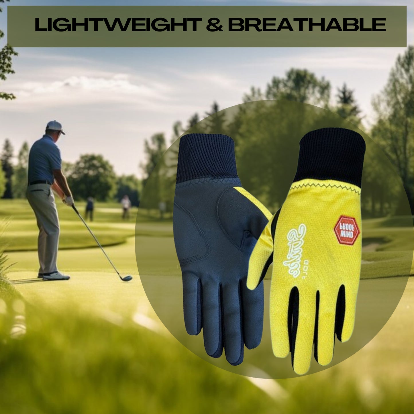 Guanti da golf invernali SG da donna giallo/nero termici antivento foderati in pile resistenti all'acqua