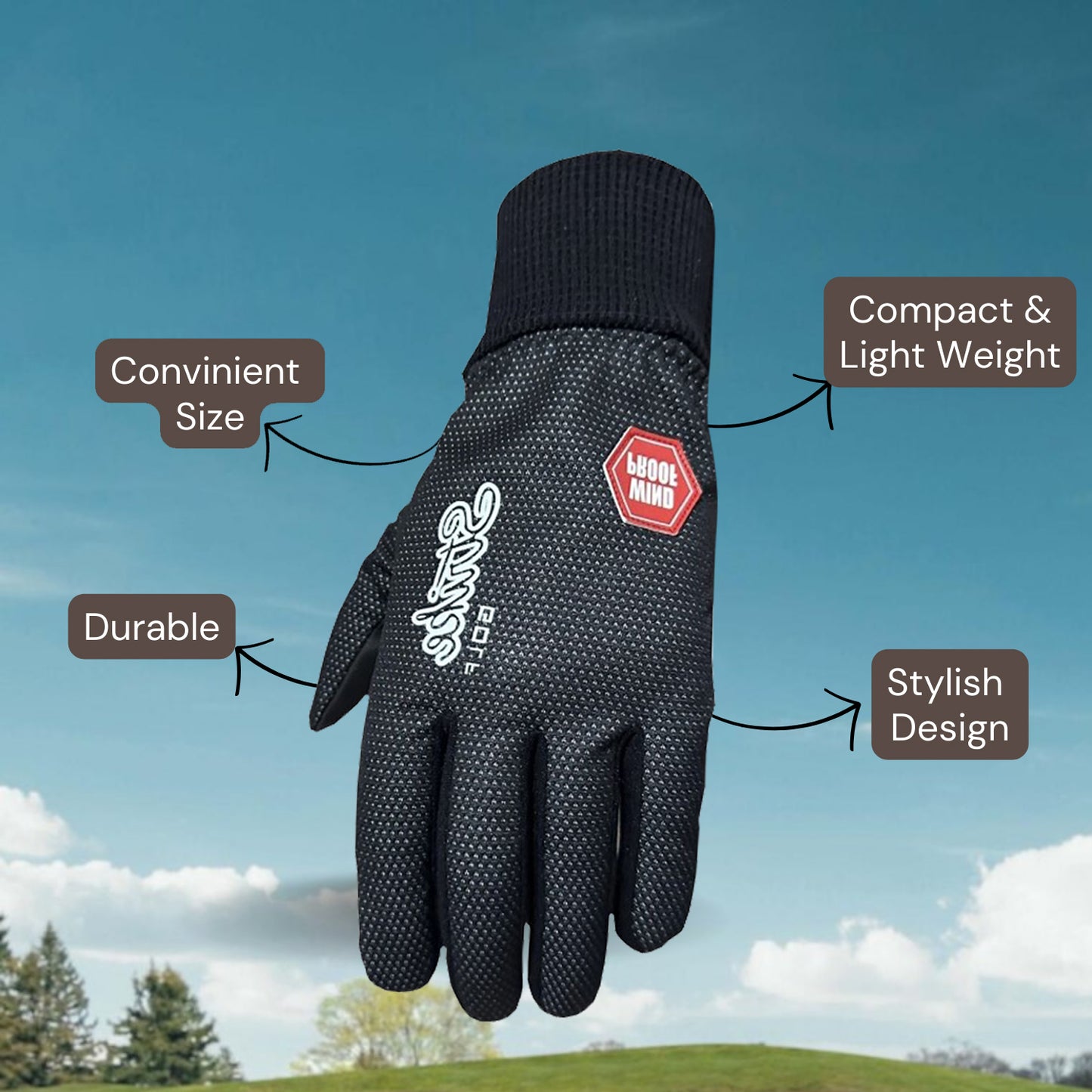 SG Men Women Black Winter golf gloves thermal windproof fleece lined water resistant