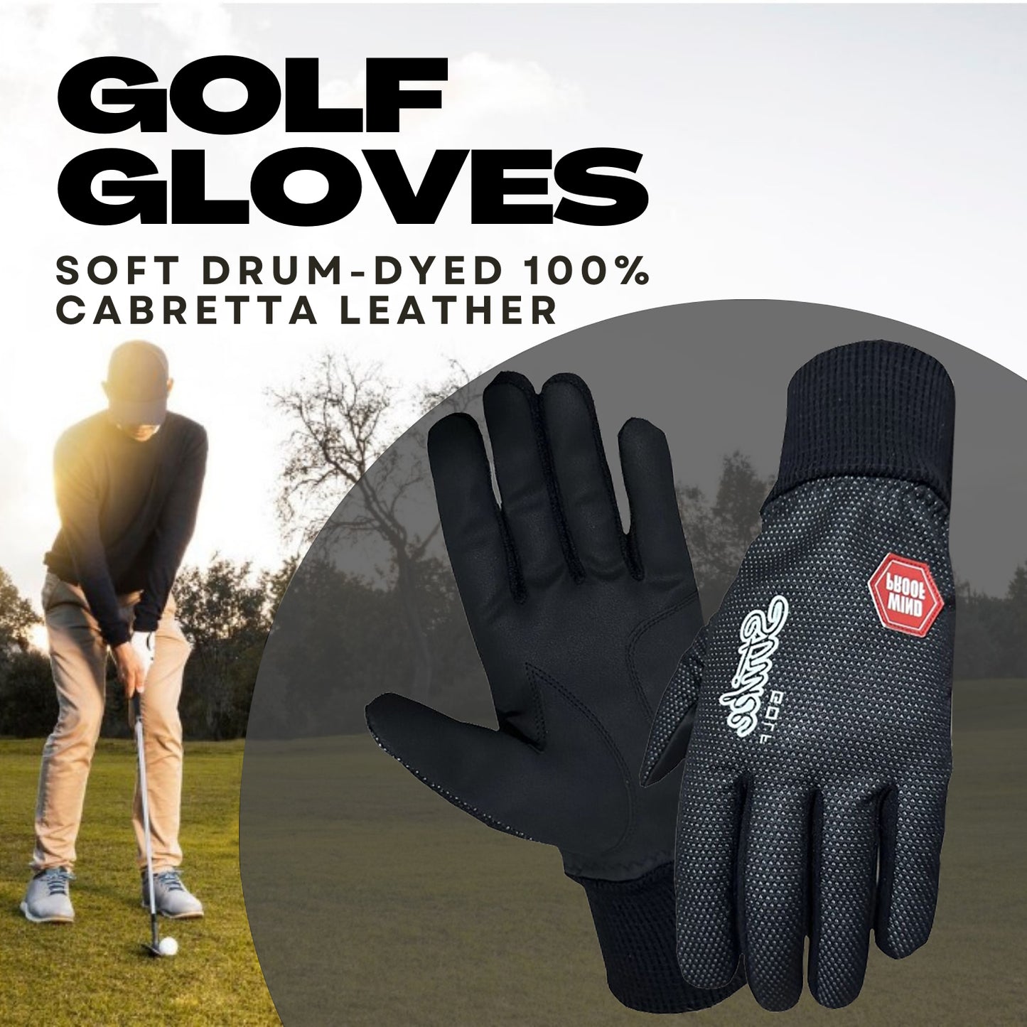 SG Men Women Black Winter golf gloves thermal windproof fleece lined water resistant