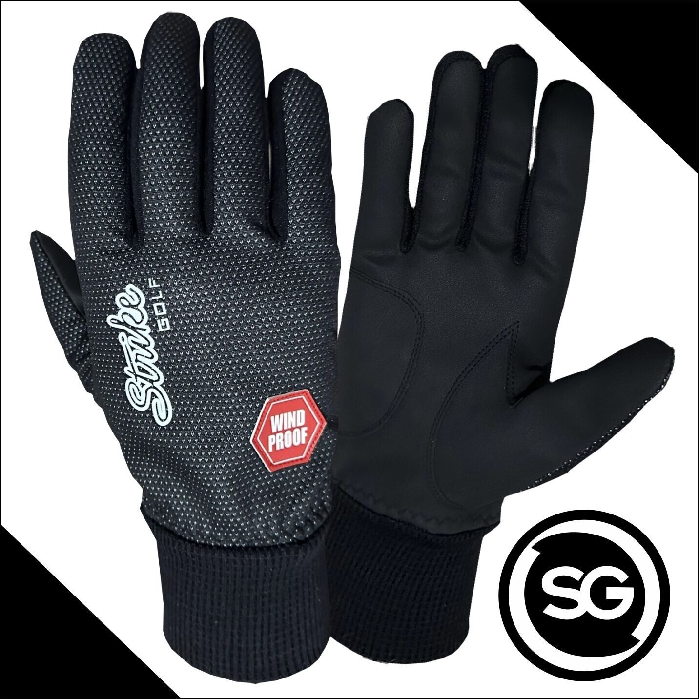 SG Men Women Black Winter golf gloves thermal windproof fleece lined water resistant