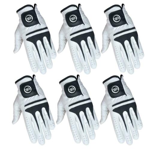 06028 - SG Men White & Black AAA Cabretta Leather Golf Gloves Premium Quality