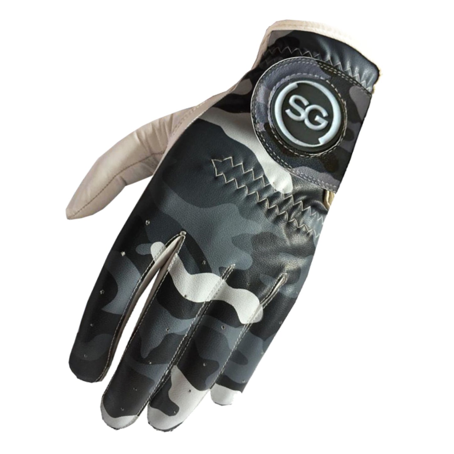 SG Men Grey / White Golf gloves Cabretta Leather Palm + Patch and thumb