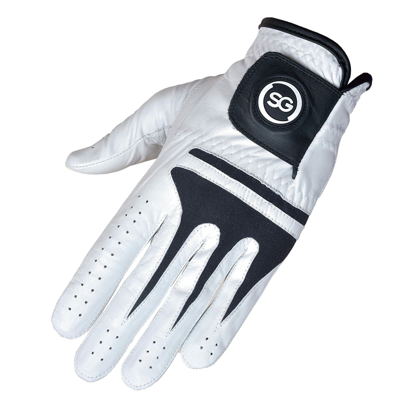 SG Men White & Black AAA Cabretta Leather Golf Gloves Premium Quality