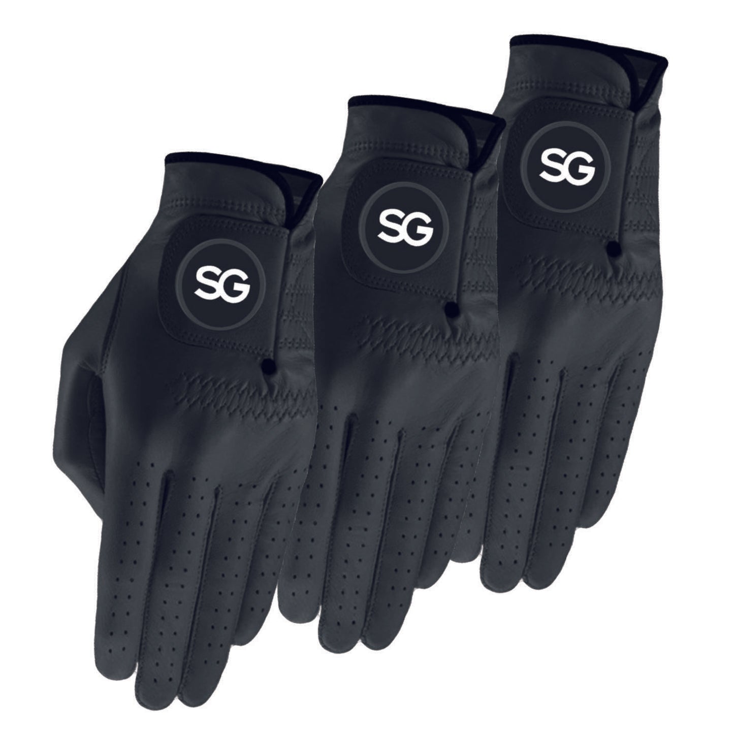 Guanti da golf SG Men Black Cabretta Leather Pelle di prima qualità per golfisti sia mancini che destri