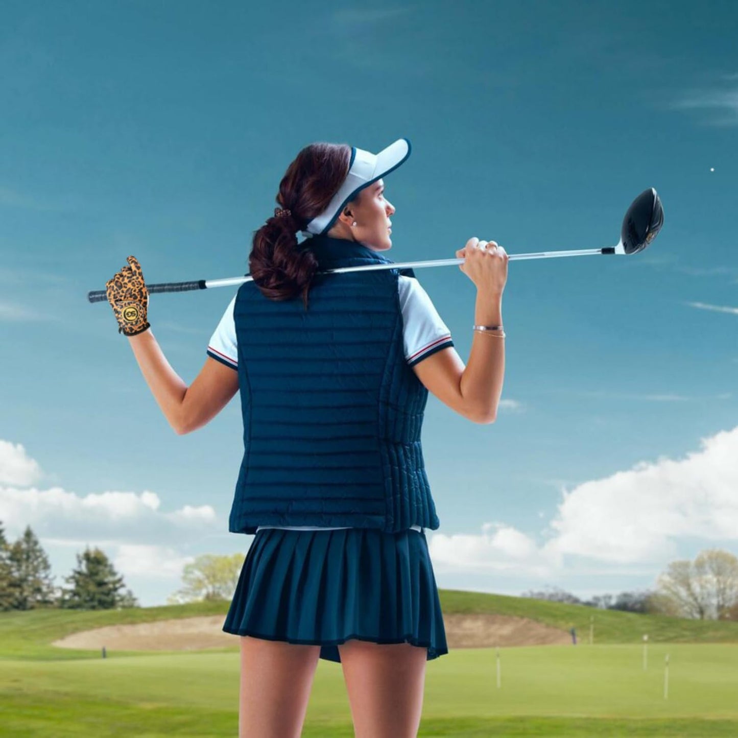 Sports Gear Ltd Golfhandschuhe für Damen/Frauen. Bequemes Cabretta-Leder und Mikrofasermaterial – Golfer für die linke Hand – Leopardenmuster, besserer Griff, flexible Handbewegung – verstellbarer Klettverschluss 