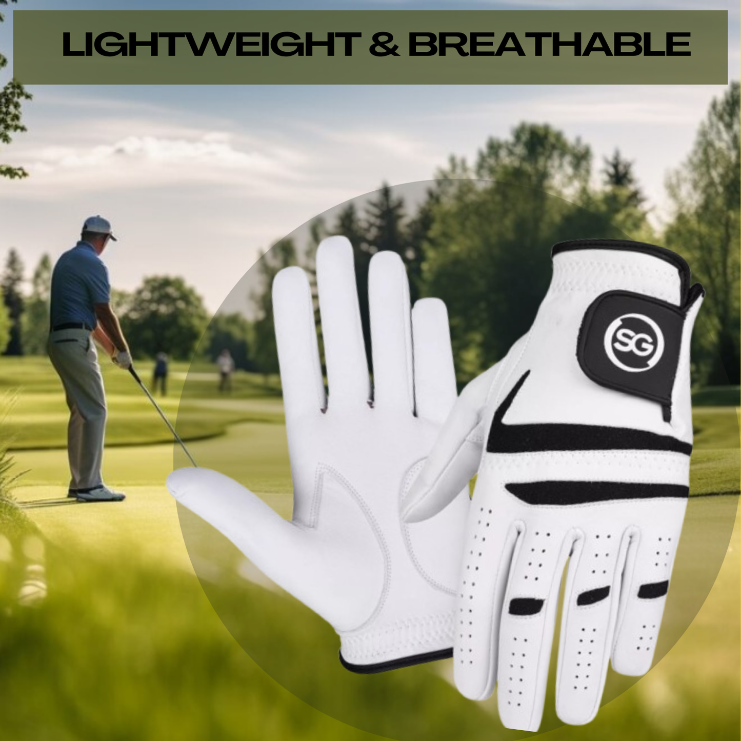 Men Twin Pack Cabretta Leather Golf Gloves - Better Grip - Flexible Hand Movement – Adjustable Velcro Closure