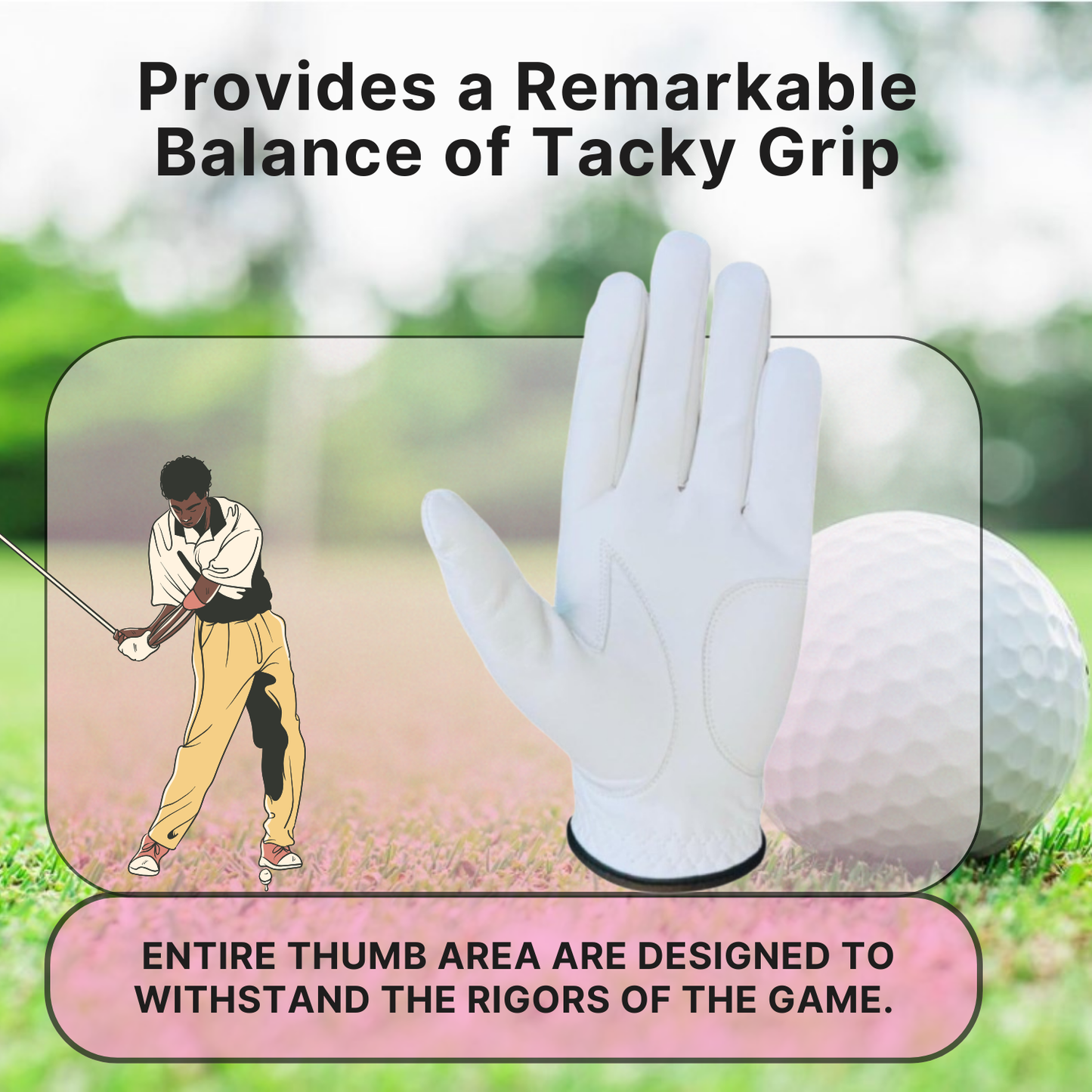 All Weather Men Golf Gloves Cabretta Leather Thumb and Palm Patch, Suitable for All Weather Conditions - Soft Feel Grip - For Both Left Right Handed Golfer - White&Black Pilot