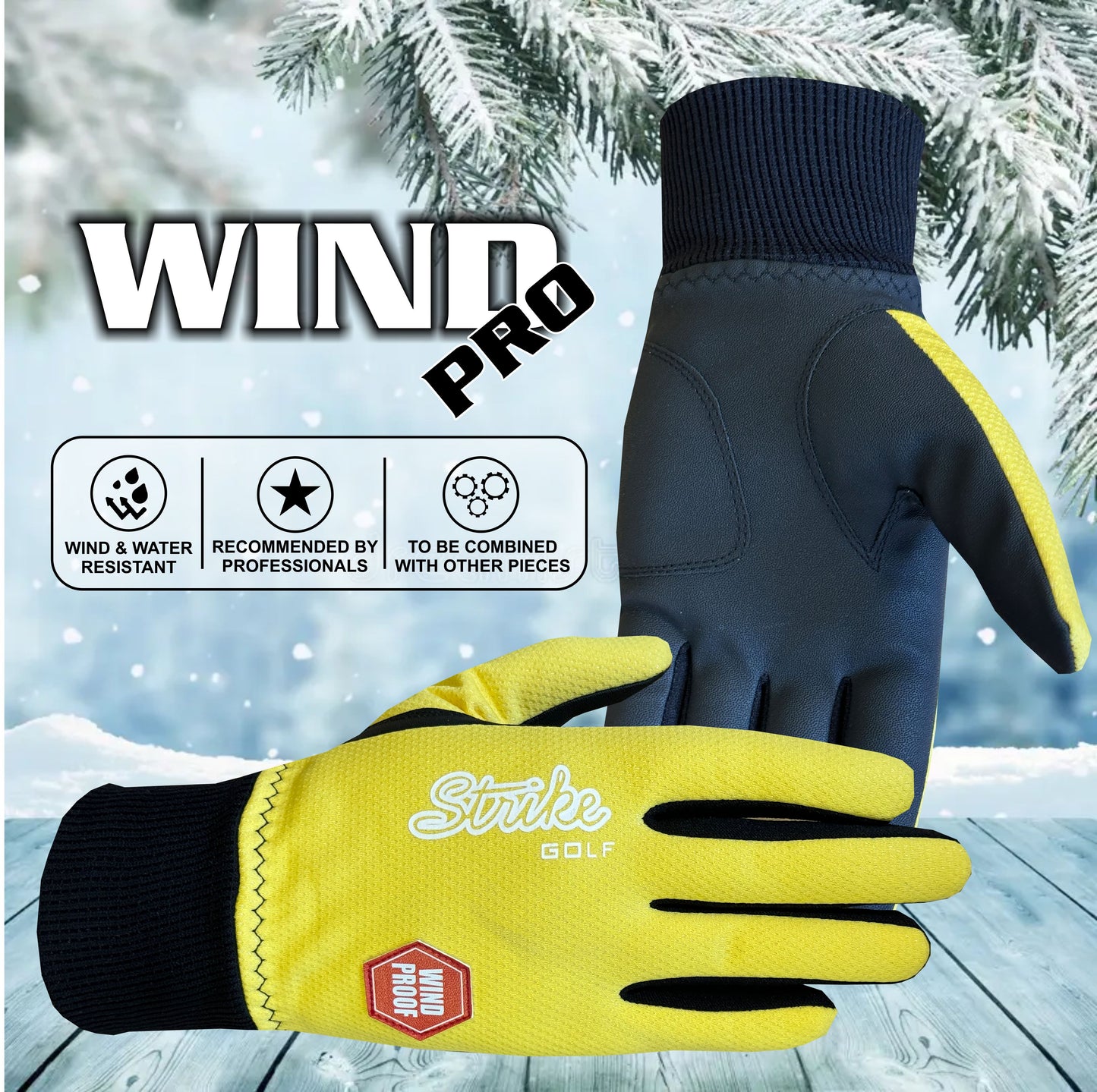 SG Women yellow/Black Winter golf gloves thermal windproof fleece lined water resistant