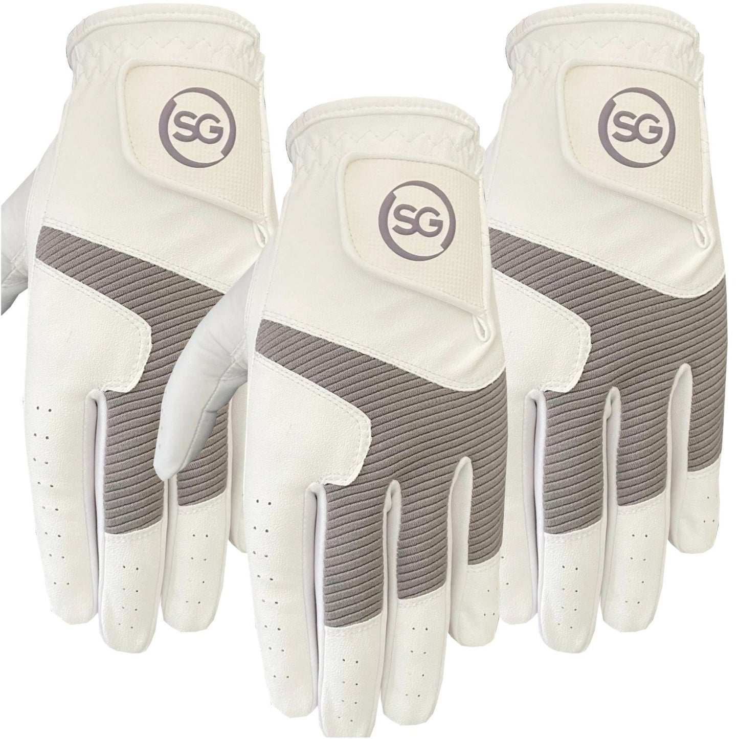 SG Men Grey/White All Weather Golf Gloves Cabretta leather palm patch and Thumb